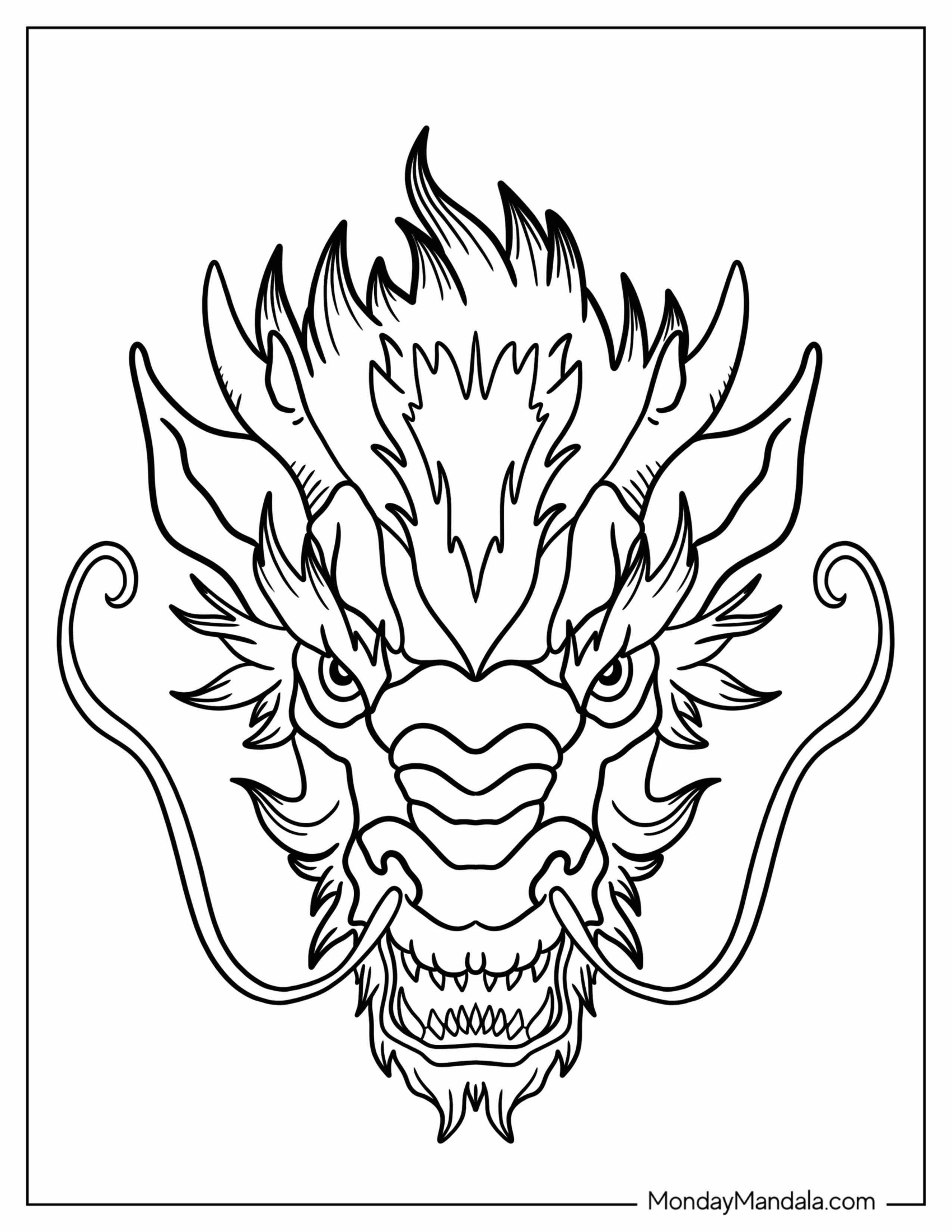 Detailed Dragon Face To Color