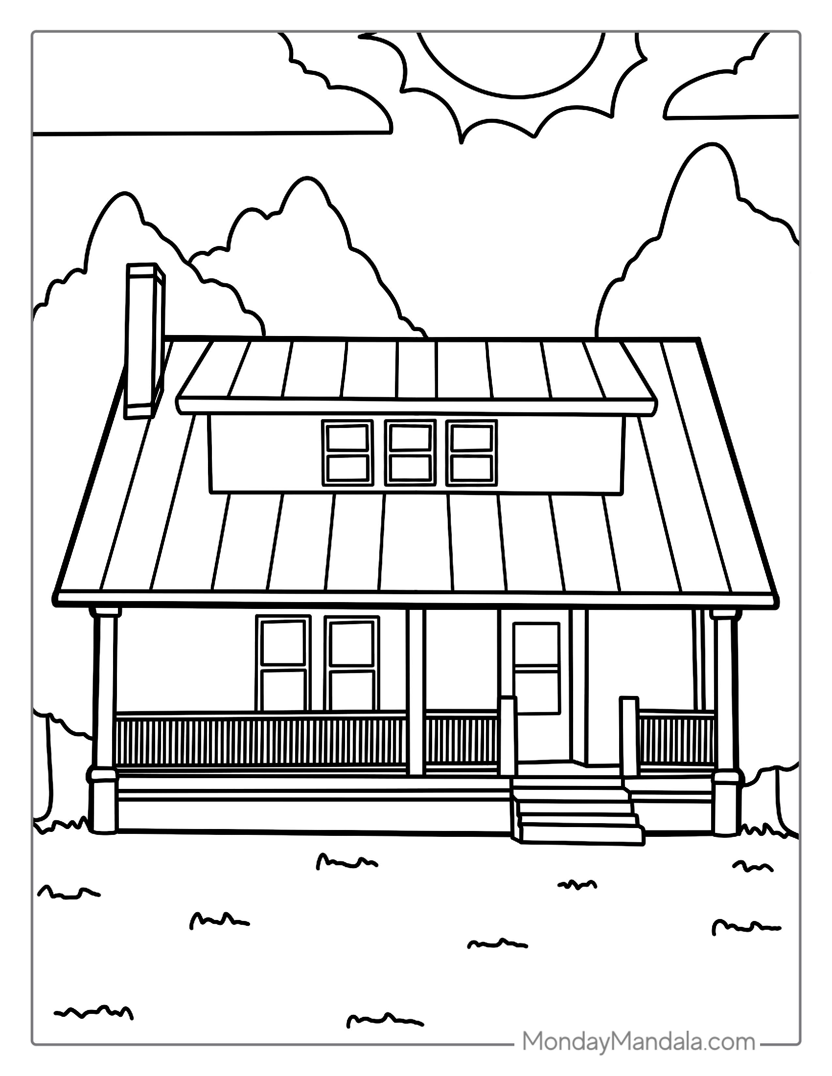 Detailed House Coloring In Page