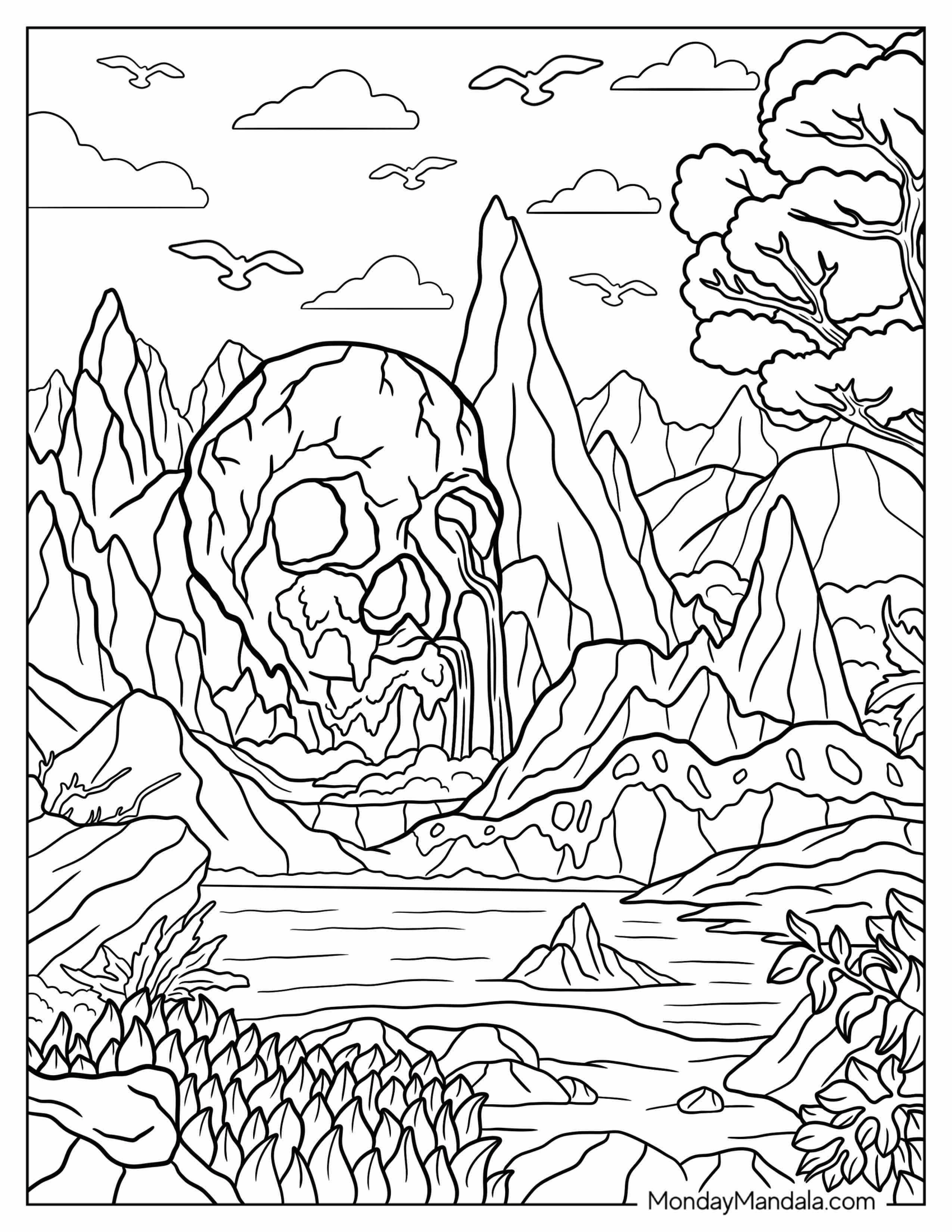 Detailed King Kong Coloring Page Skull Island