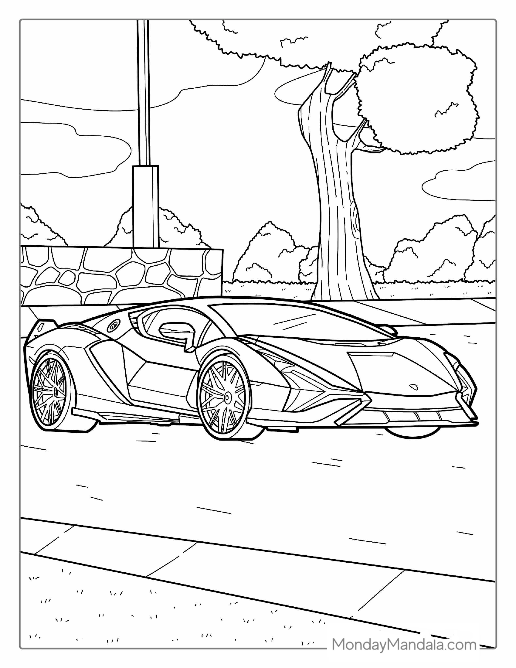 Detailed Lamborghini Aventador Coloring Sheet