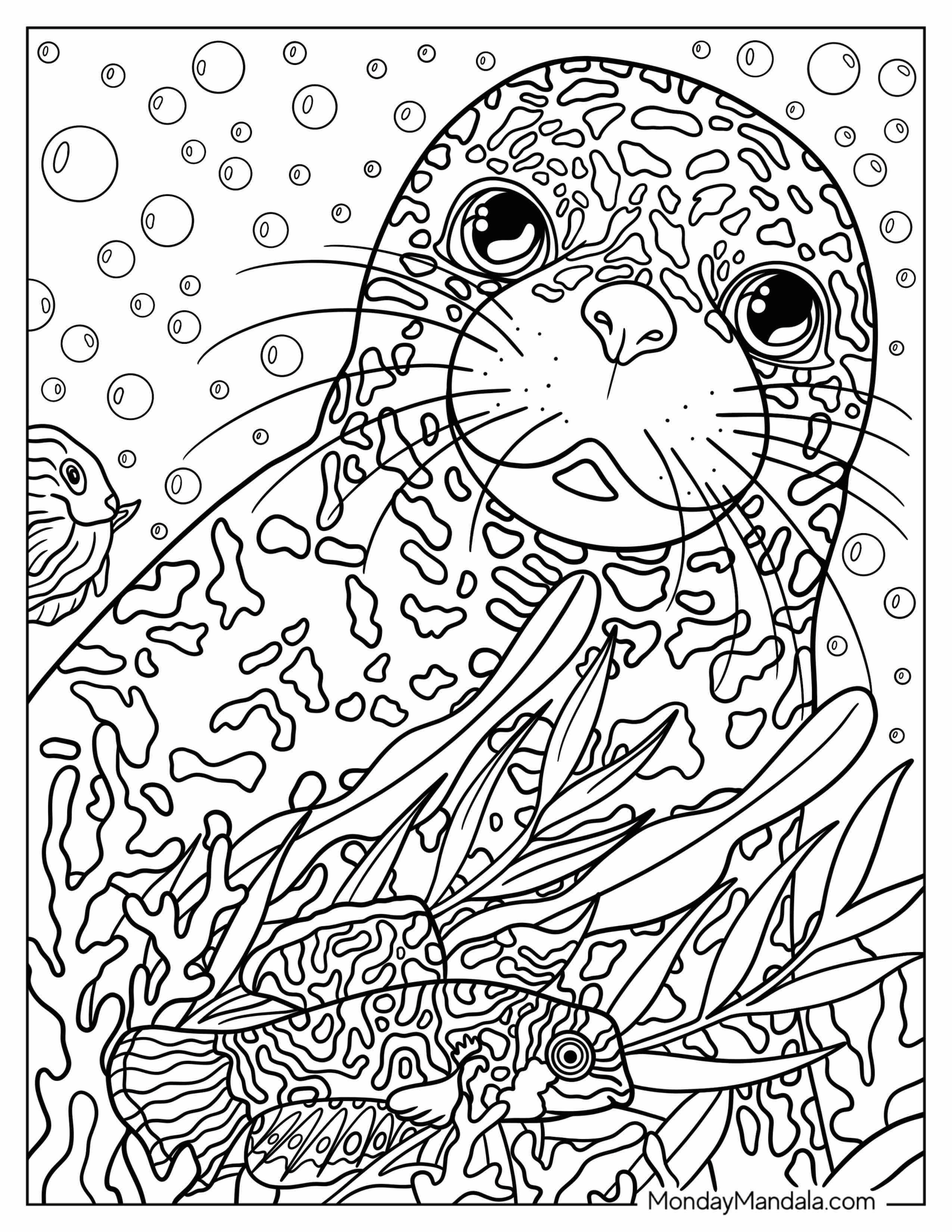 Detailed Lisa Frank Coloring Page of Sandy The Seal