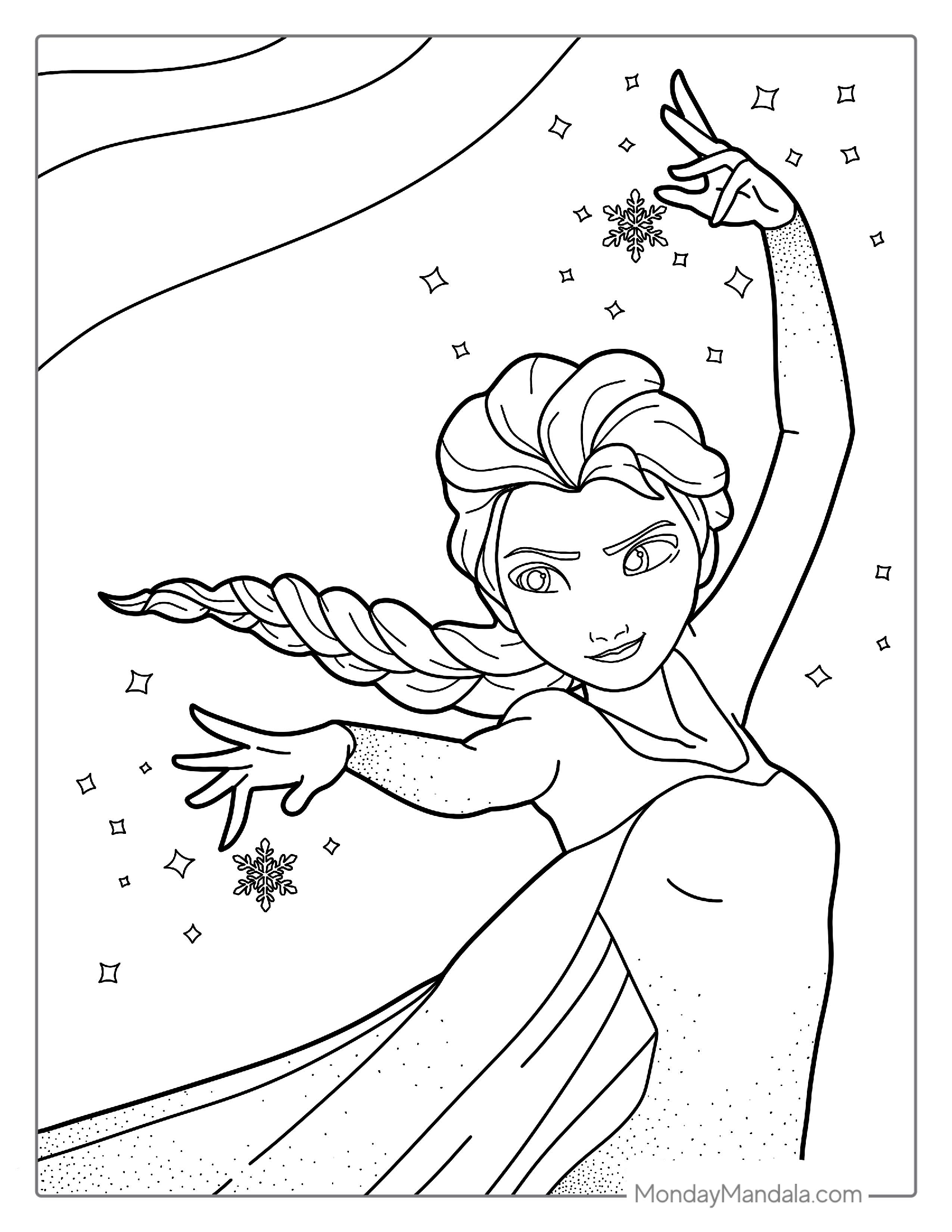 Detailed Magical Elsa Coloring Sheet