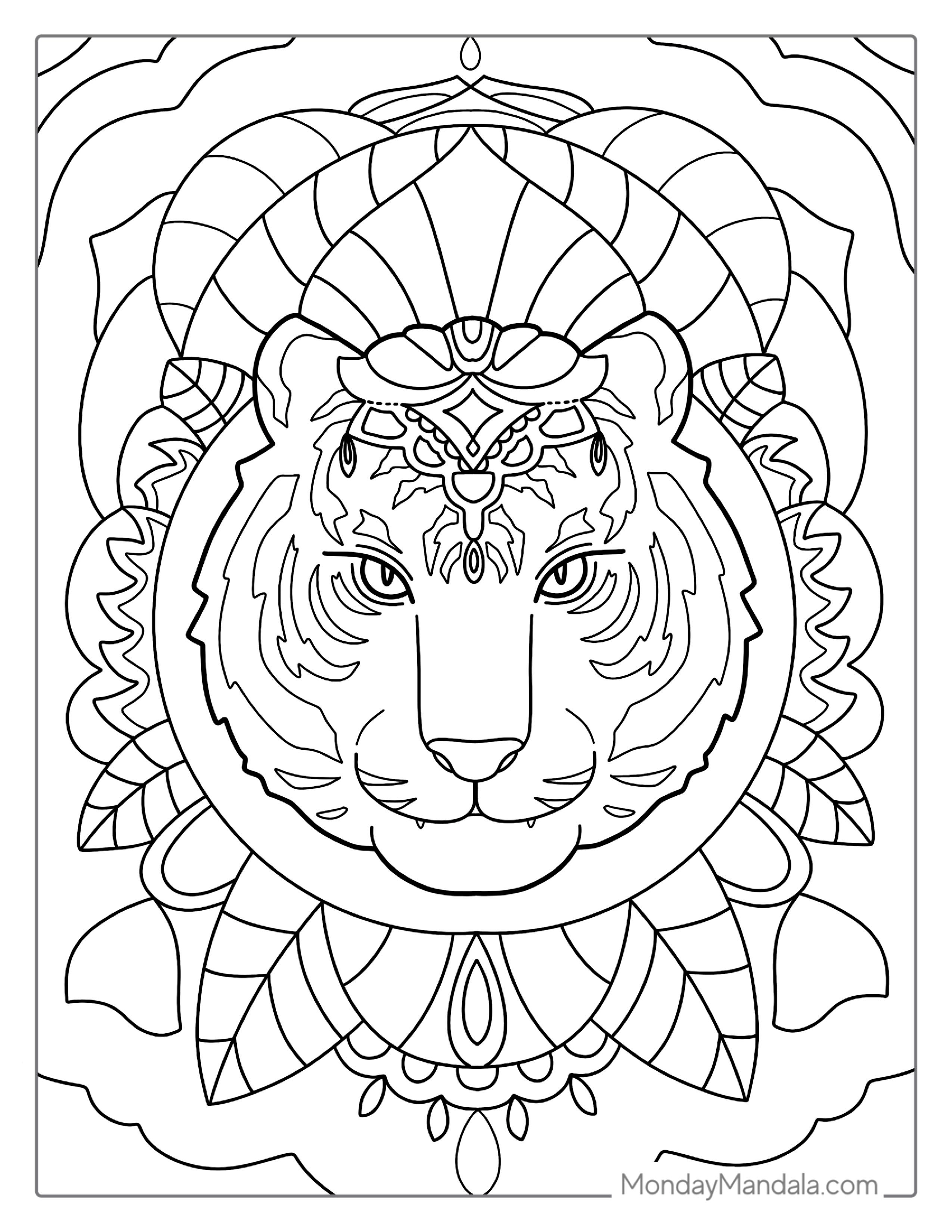 Detailed Mandala Tiger For Adults