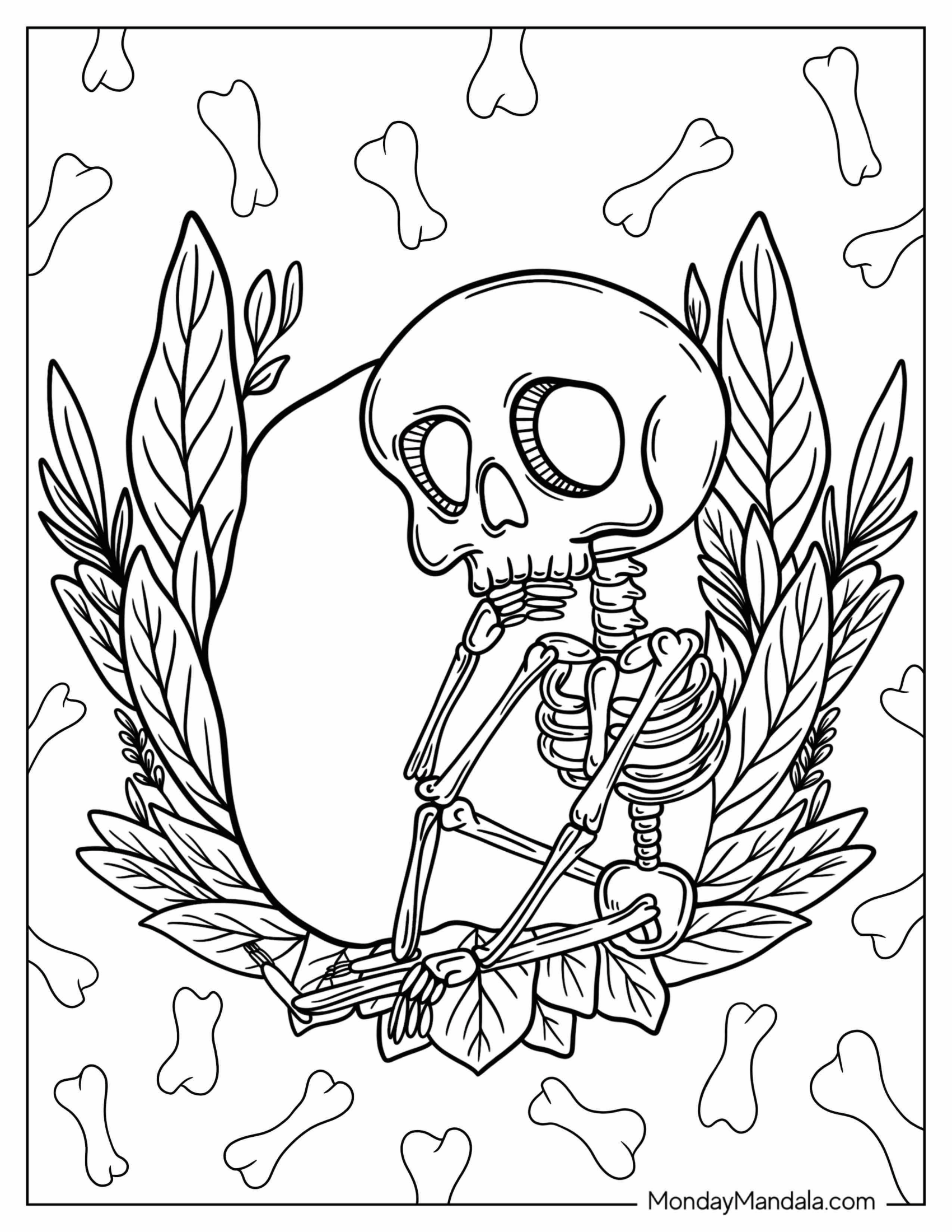 Detailed Skeleton Coloring Page In Nature