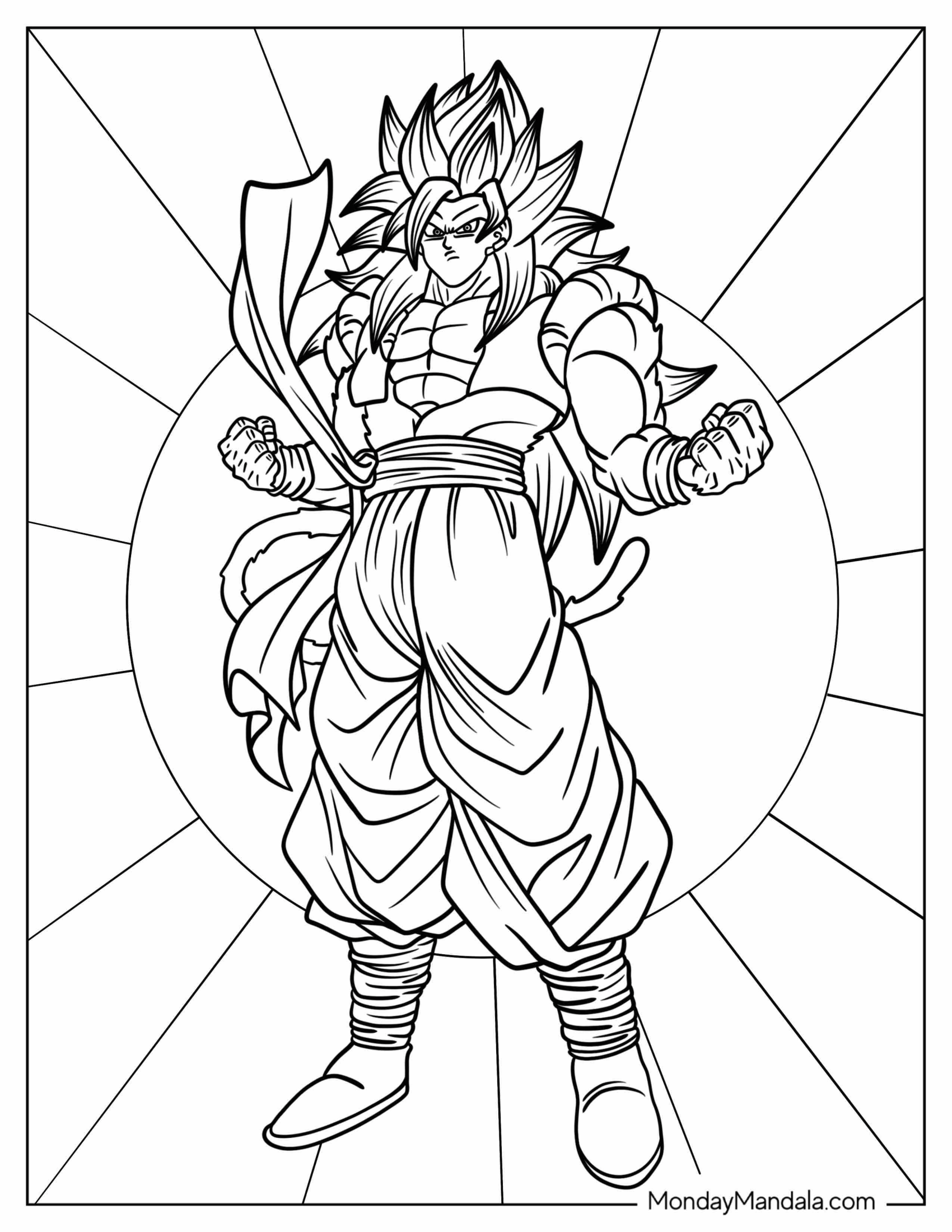 Detailed Super Saiyan Gogeta Coloring Page With Tail