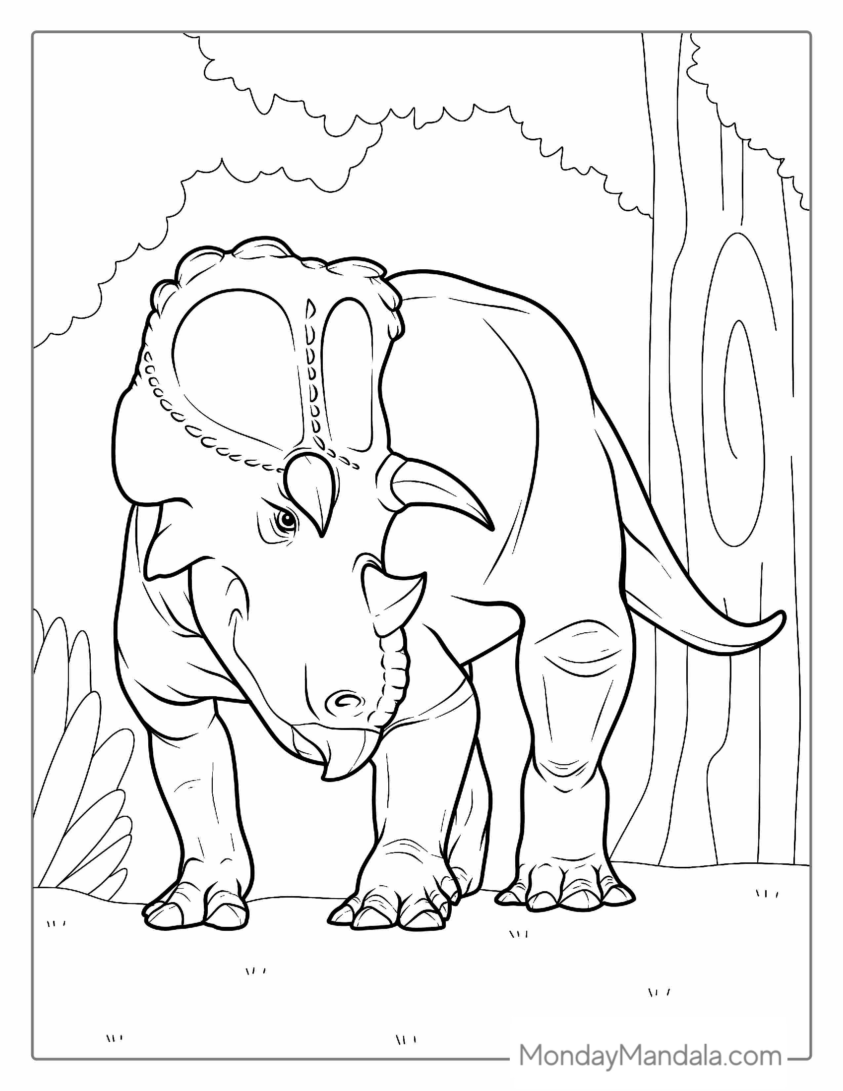 Detailed Triceratops Coloring Page