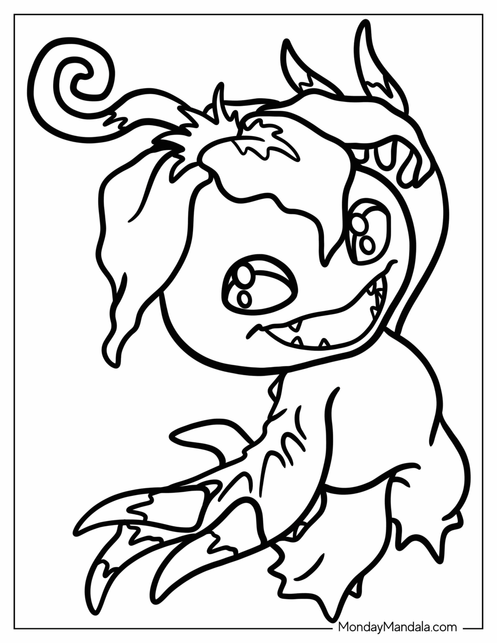 Digimon Coloring Page Of Easy Palmon Outline For Preschoolers