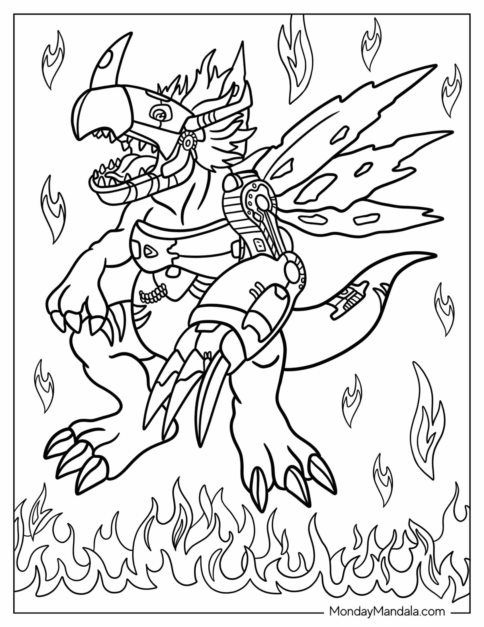 Digimon Coloring Page Of Metalgreymon Roaring