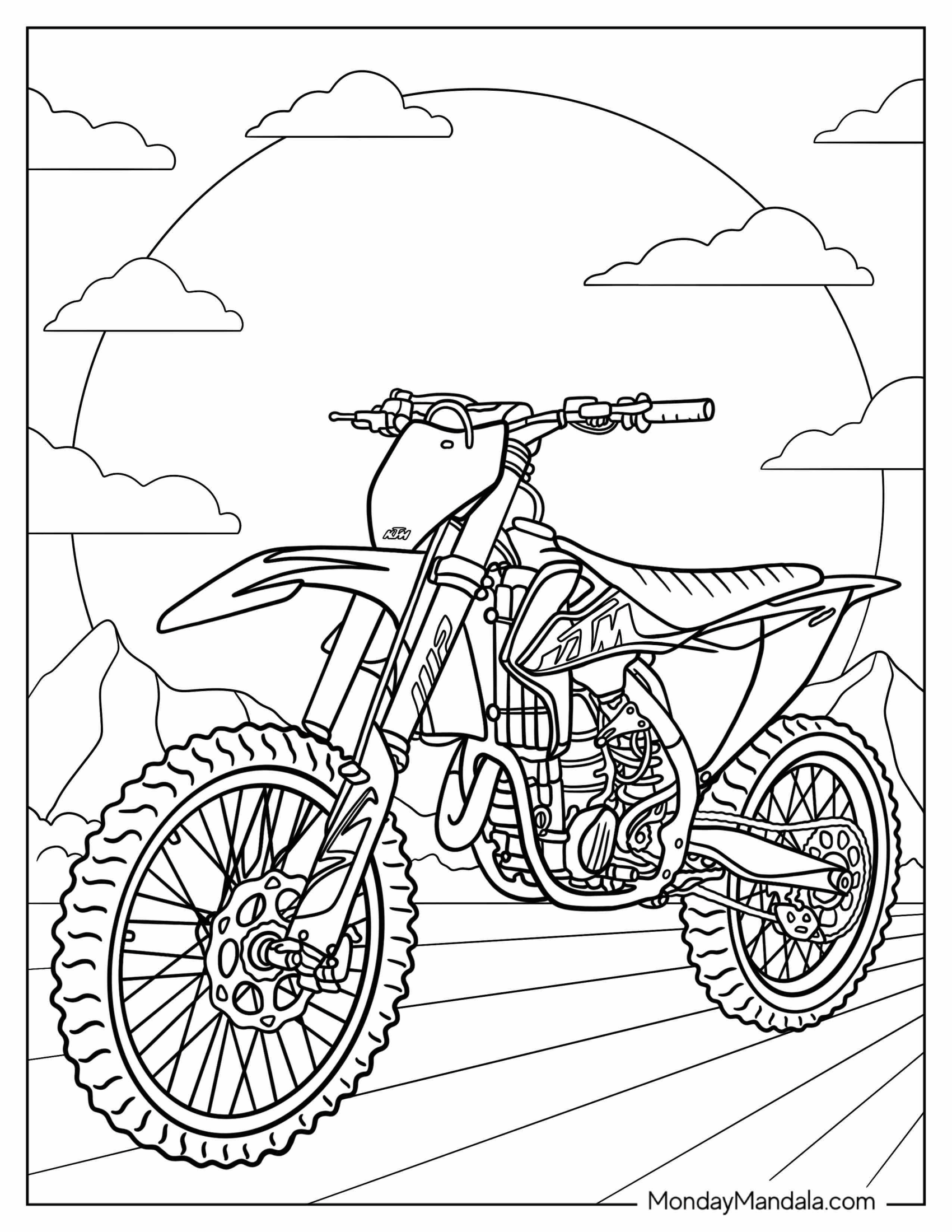 Dirt Bike Coloring Page Of KTM Motocross