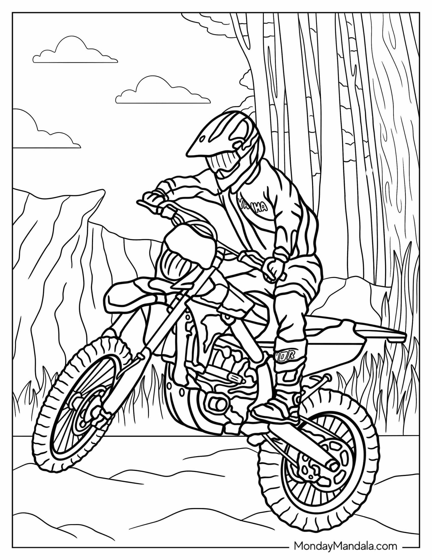 Dirt Bike Coloring Page Of Rider 