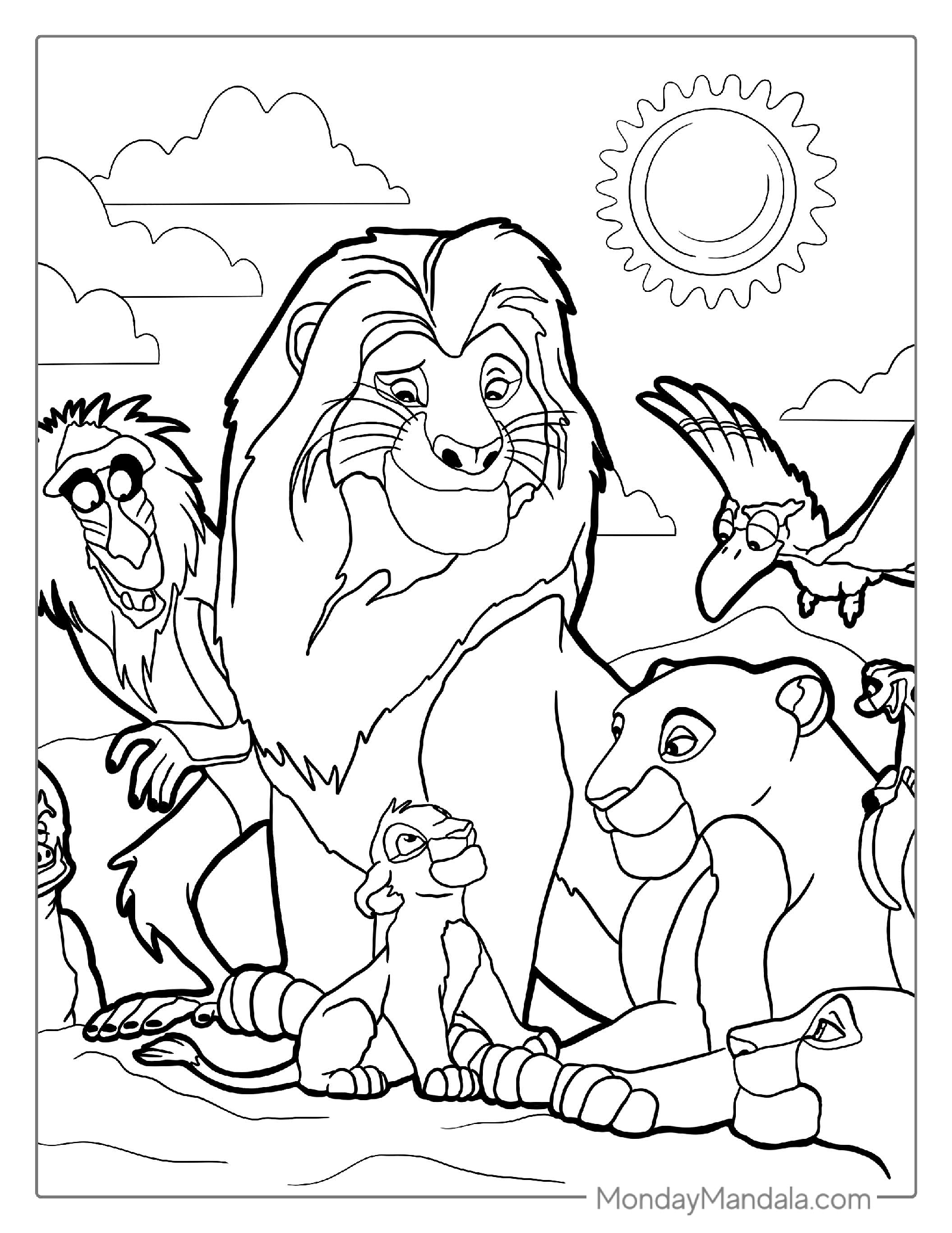 Disney Lion King Characters Coloring For Kids