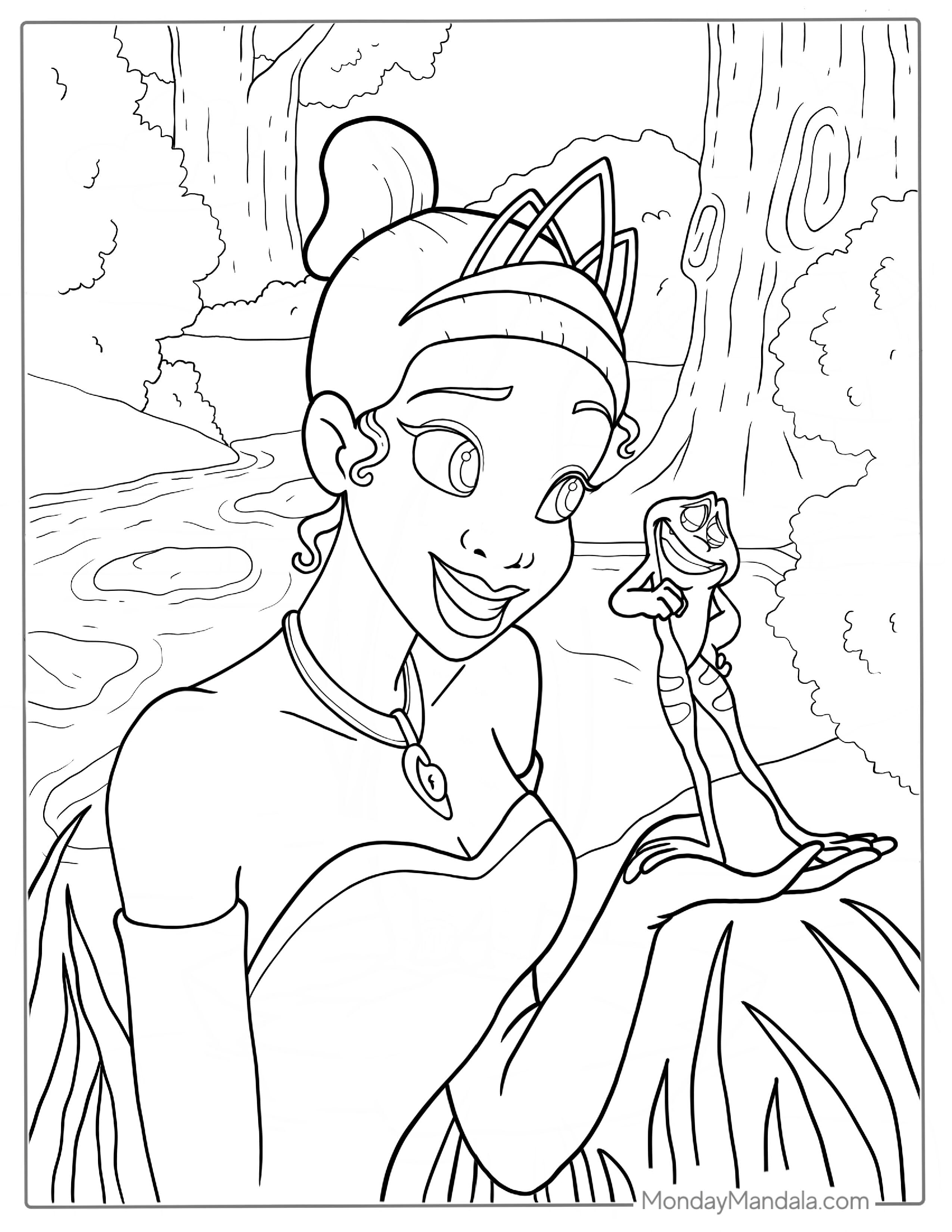 Disney Princes And The Frog Coloring Sheet