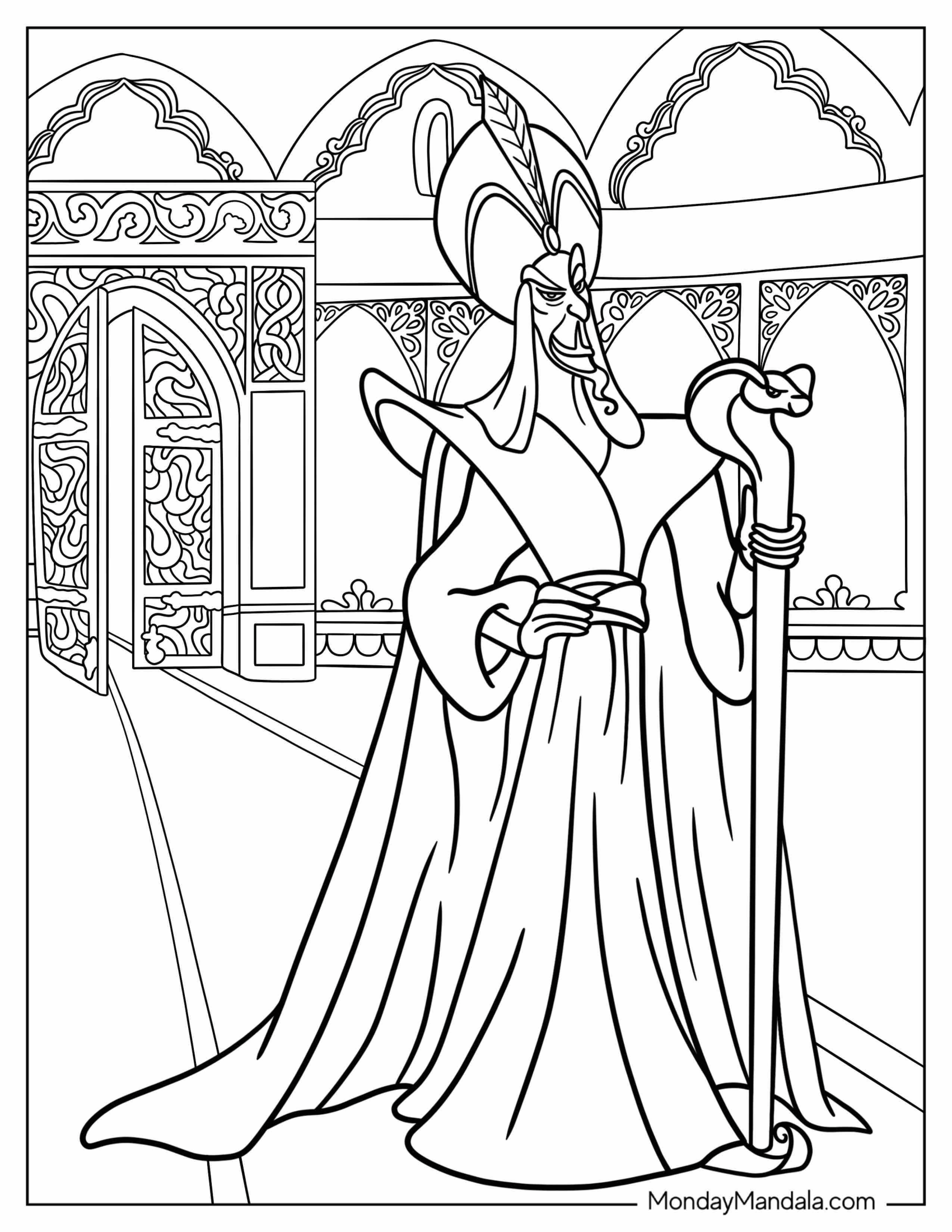 Disney Villain Coloring Page Of Jafar In Sultan s Palace