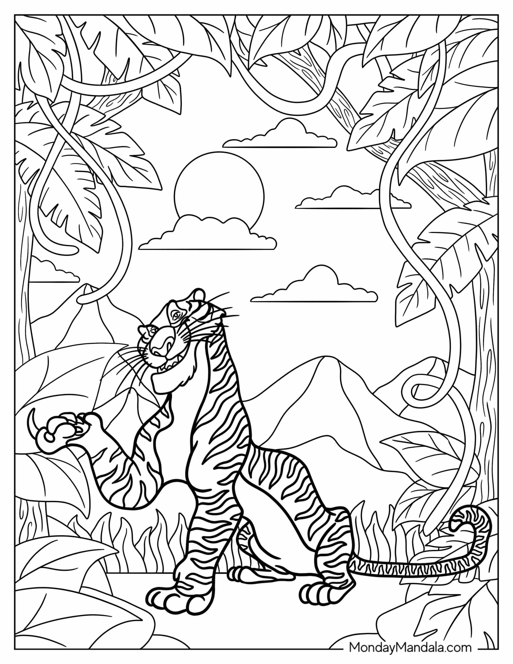 Disney Villain Coloring Page Of The Jungle Book Rajah For Kids