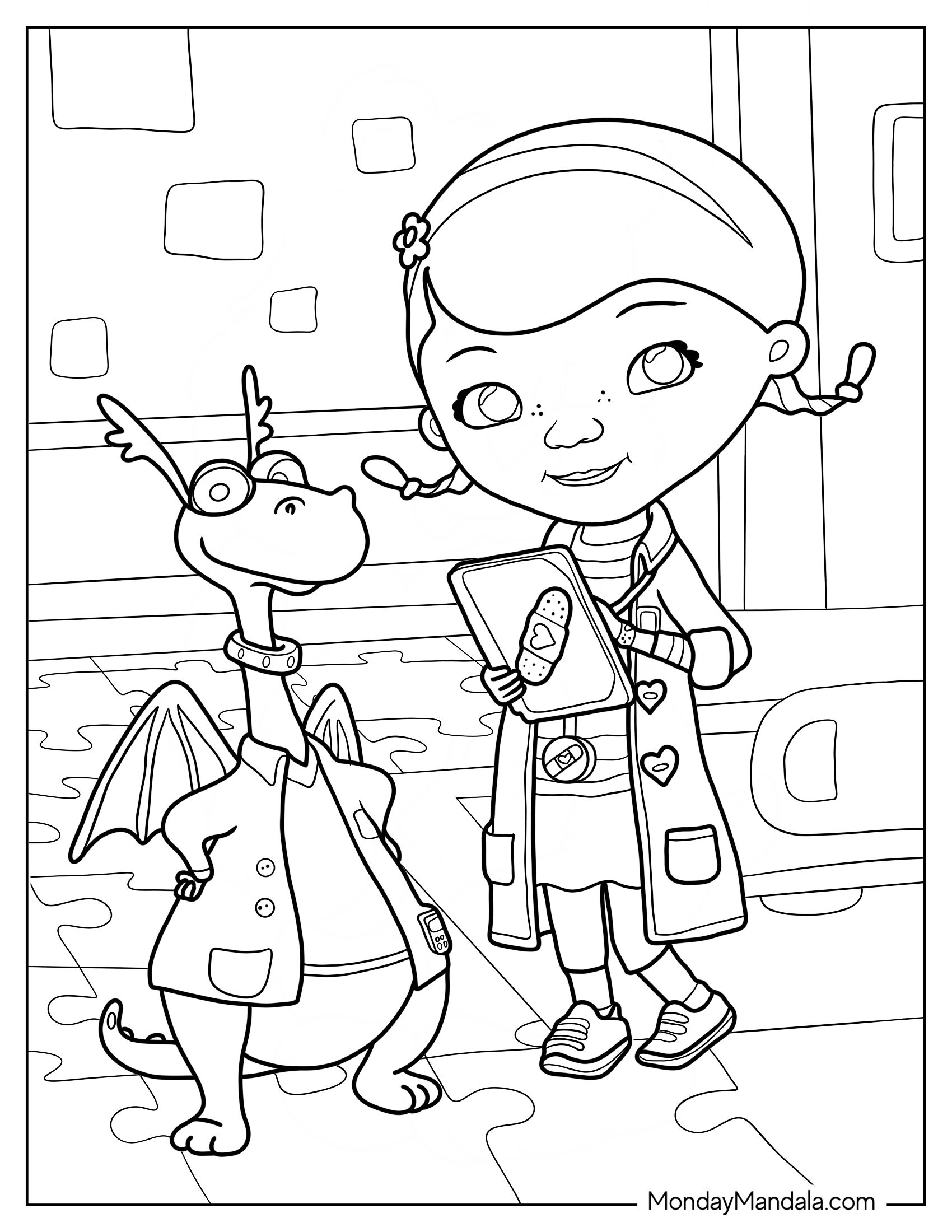 Doc McStuffins Coloring Page And Stuffy In Toy Hospital