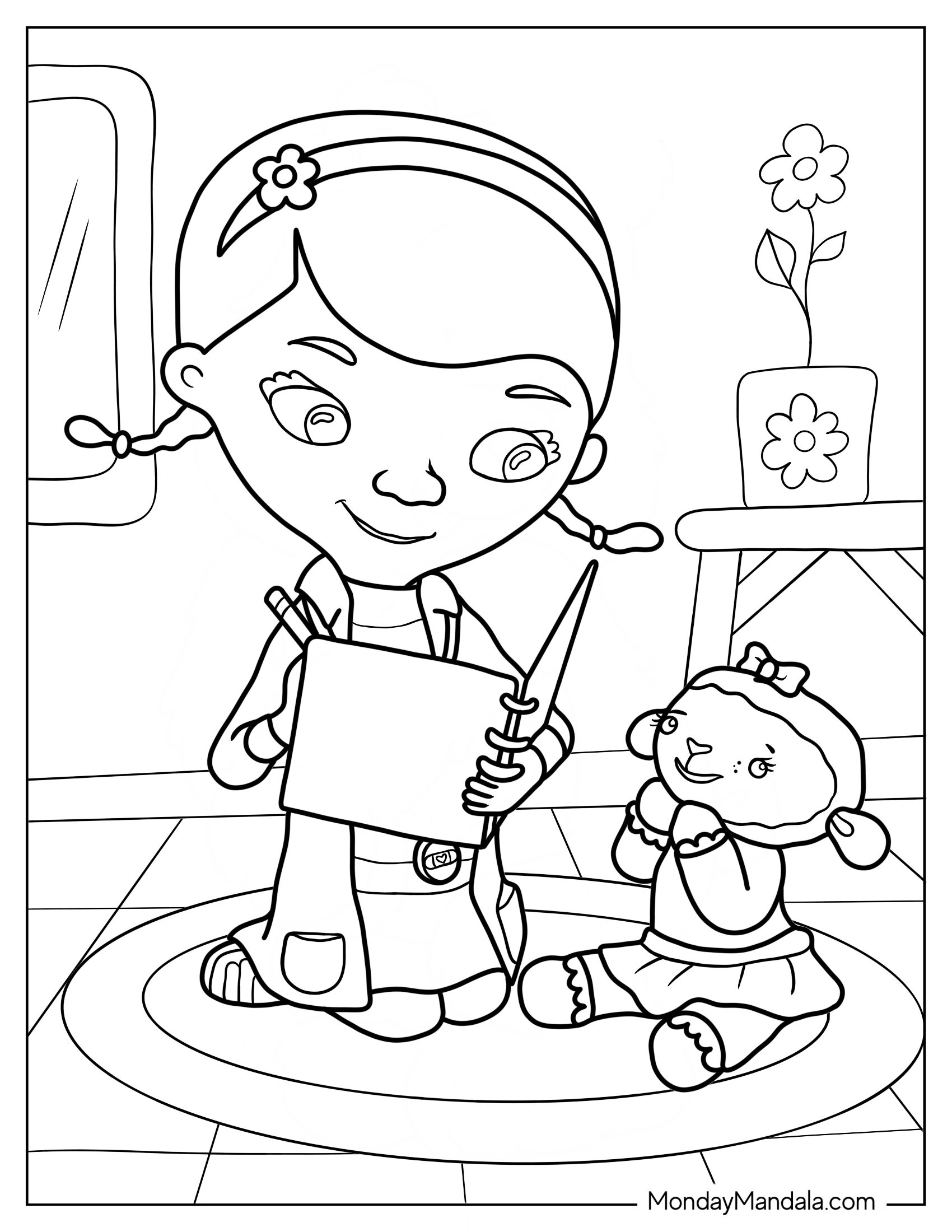 Doc McStuffins Coloring Page Of Doc McStuffins Writing Prescription For Lambie