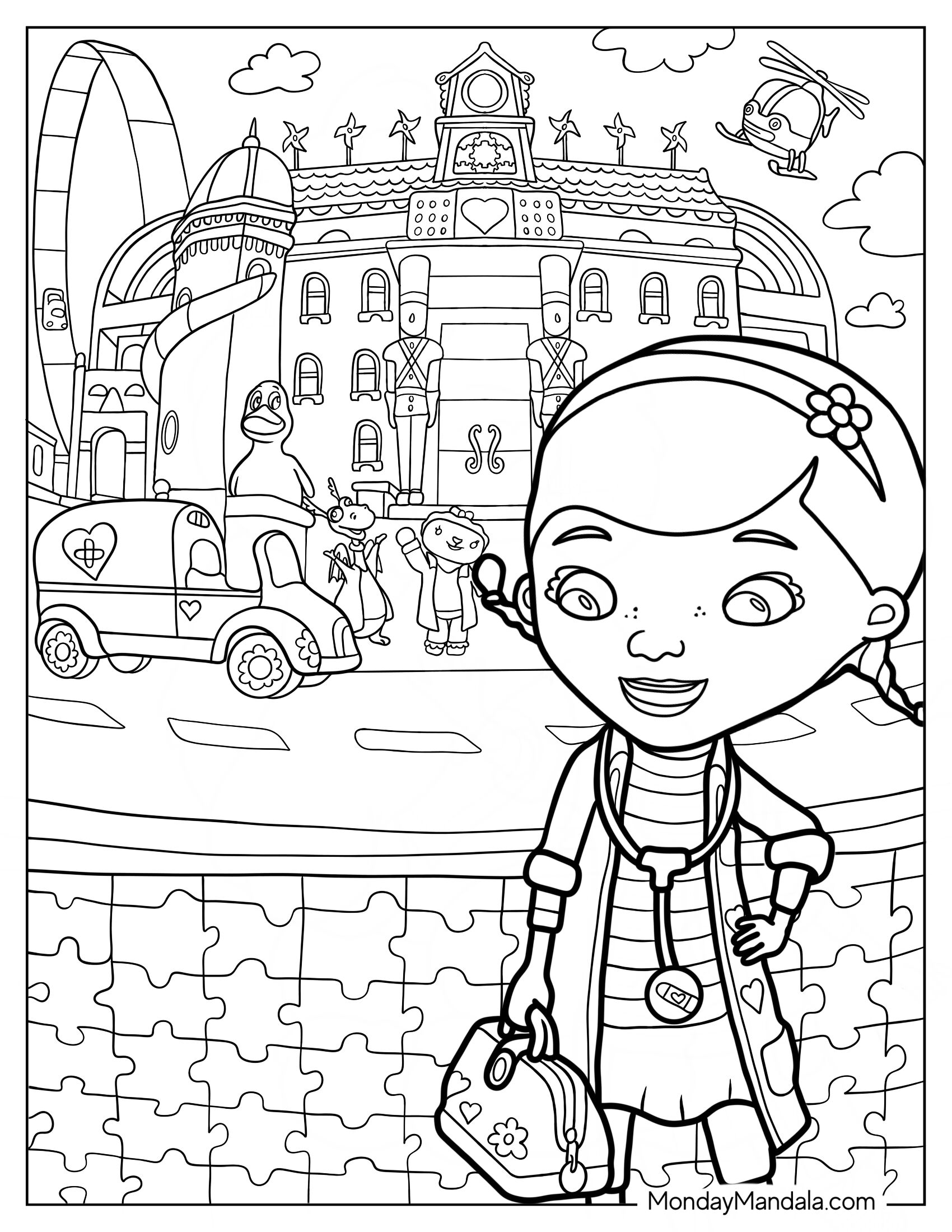 Doc McStuffins Coloring Page Of McStuffinsville