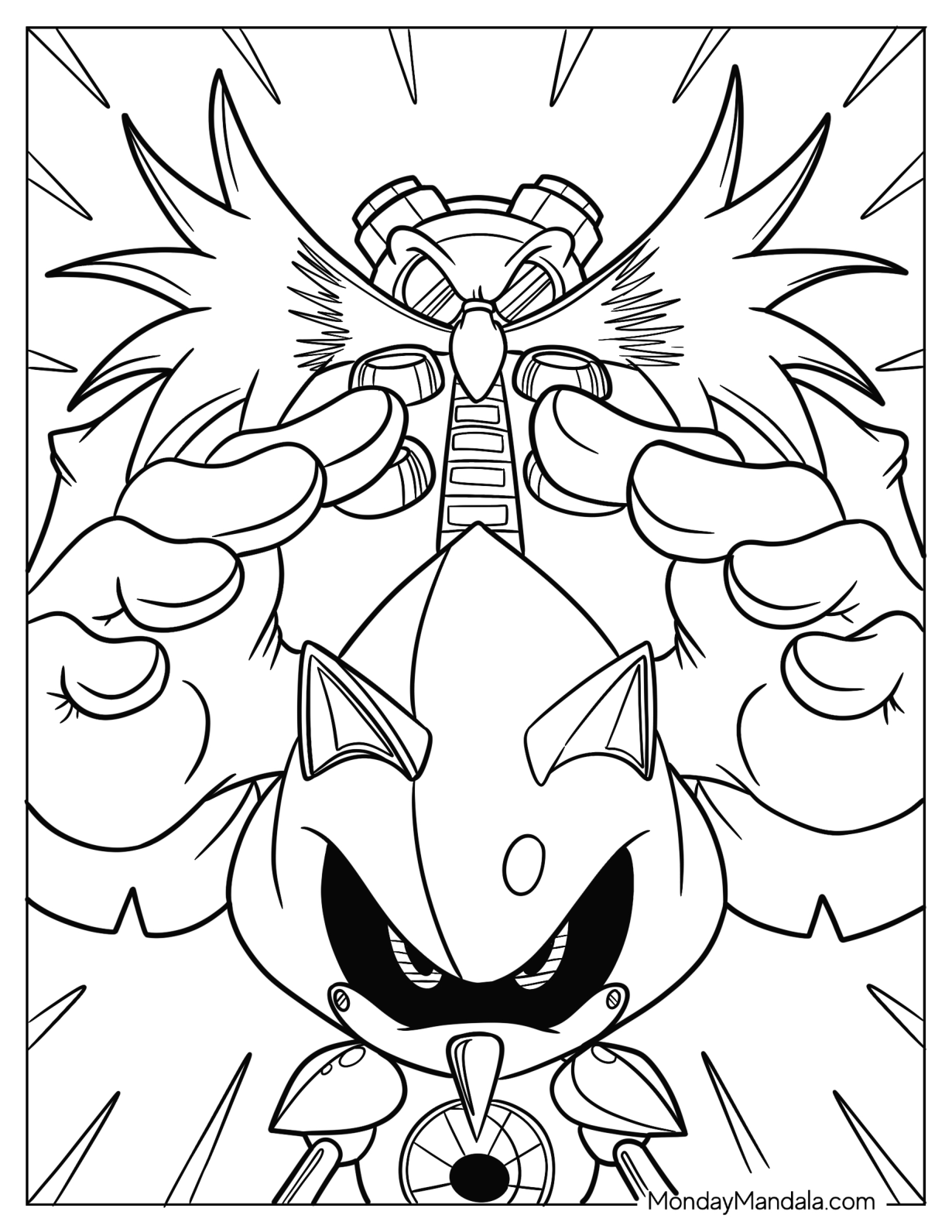 Doctor Eggman Controlling Metal Sonic Coloring Page