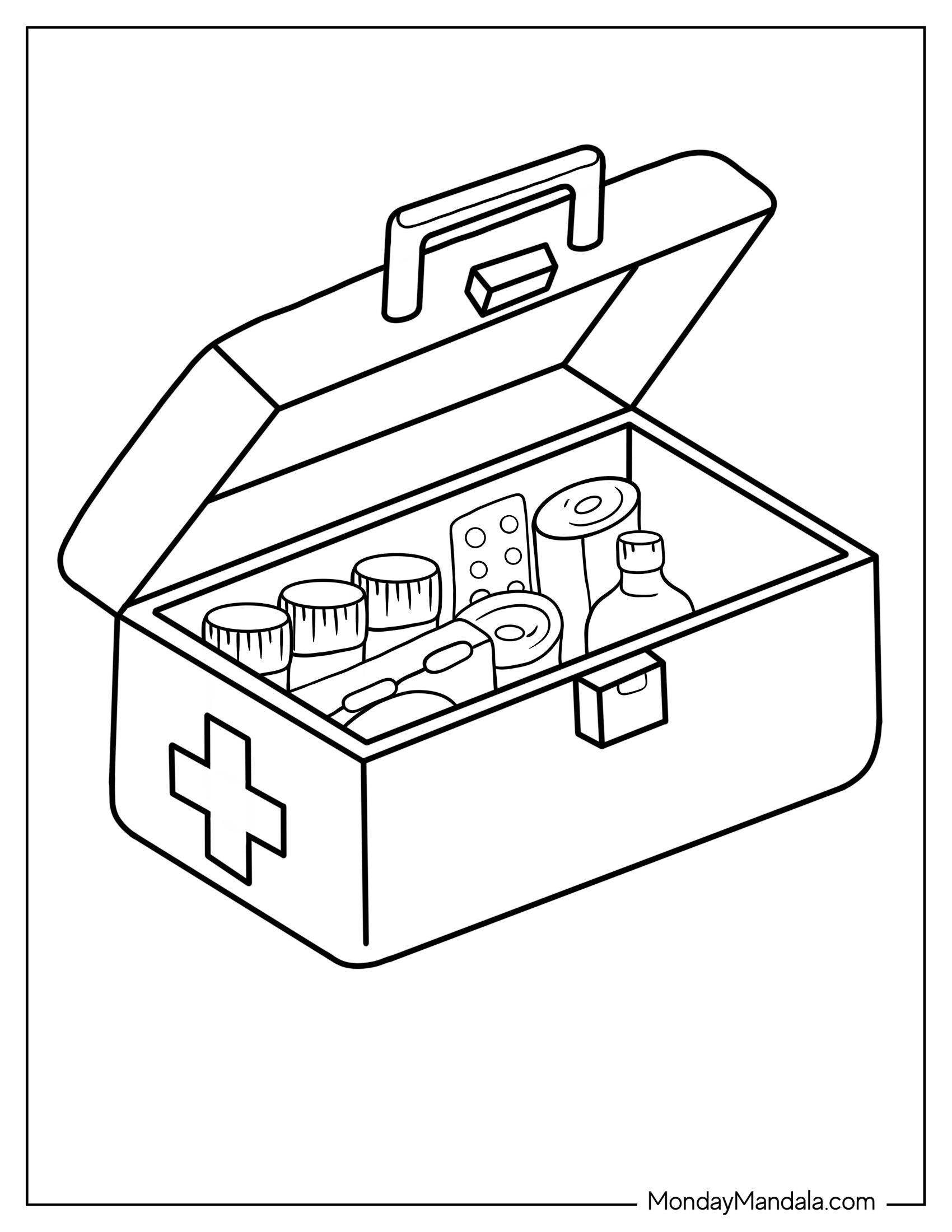 Doctors Medical Kit Coloring Page