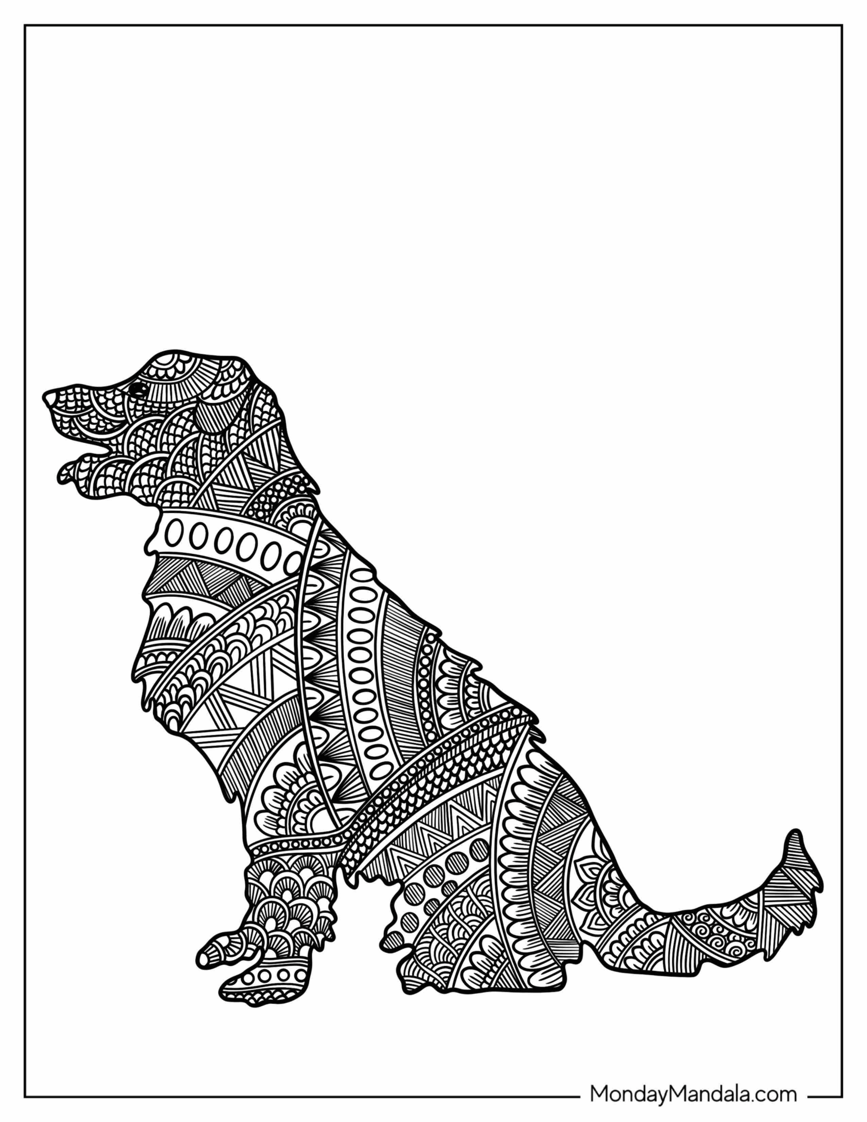 Dog Zentangle To Color