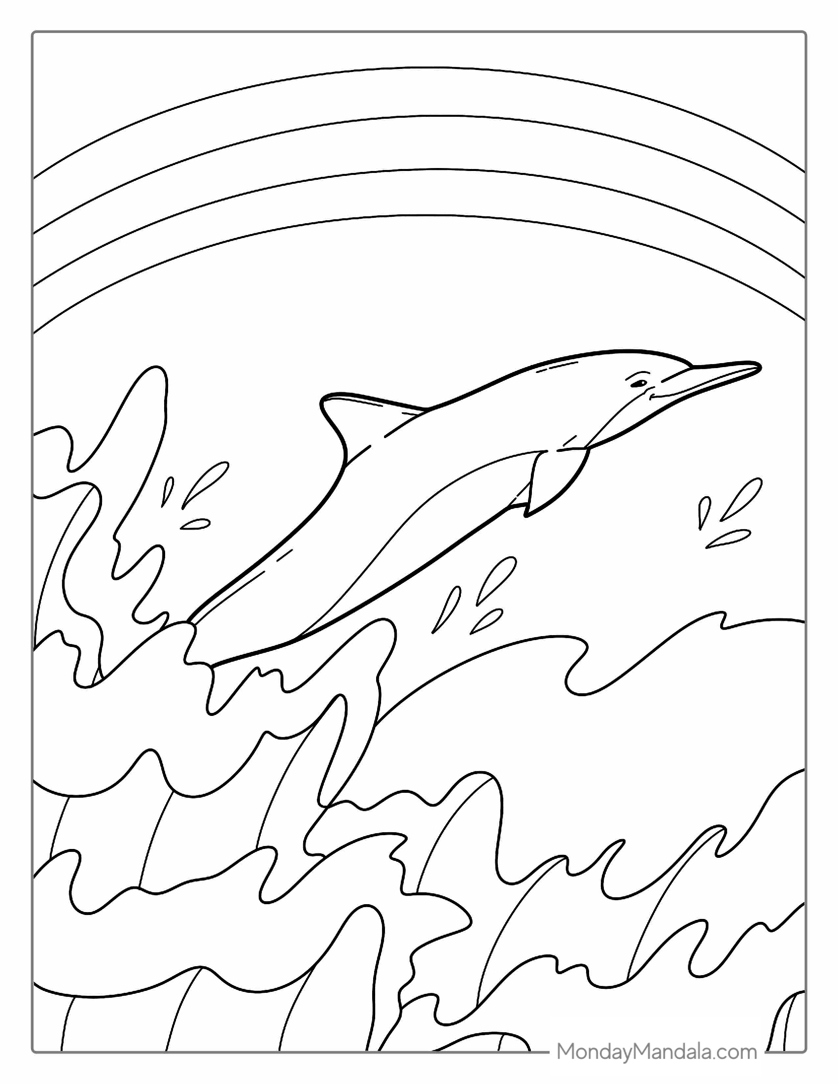 Dolphin Leaping Out Of Water To Color