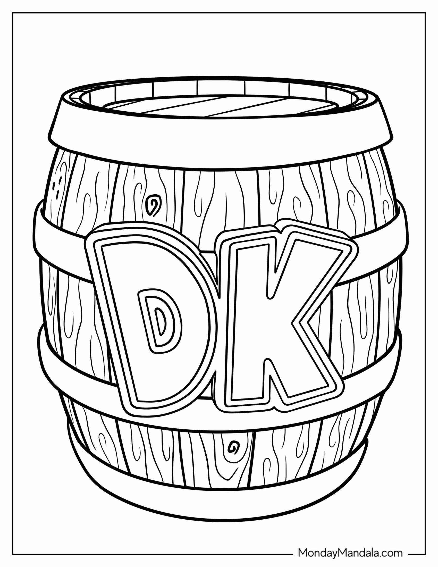 Donkey Kong Barrel Coloring Sheet For Kids