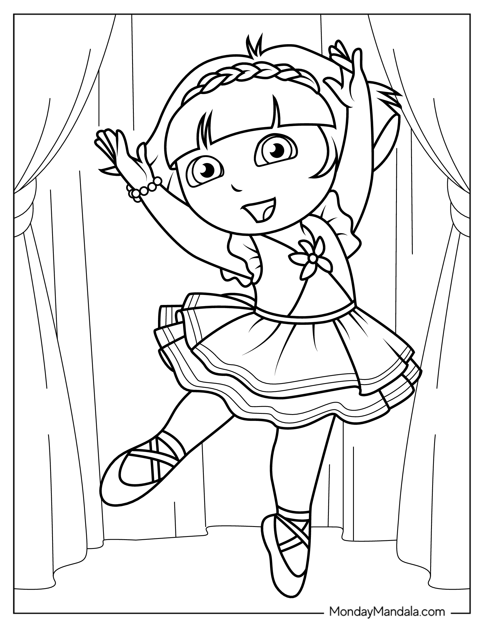 Dora As a Ballerina Coloring Page