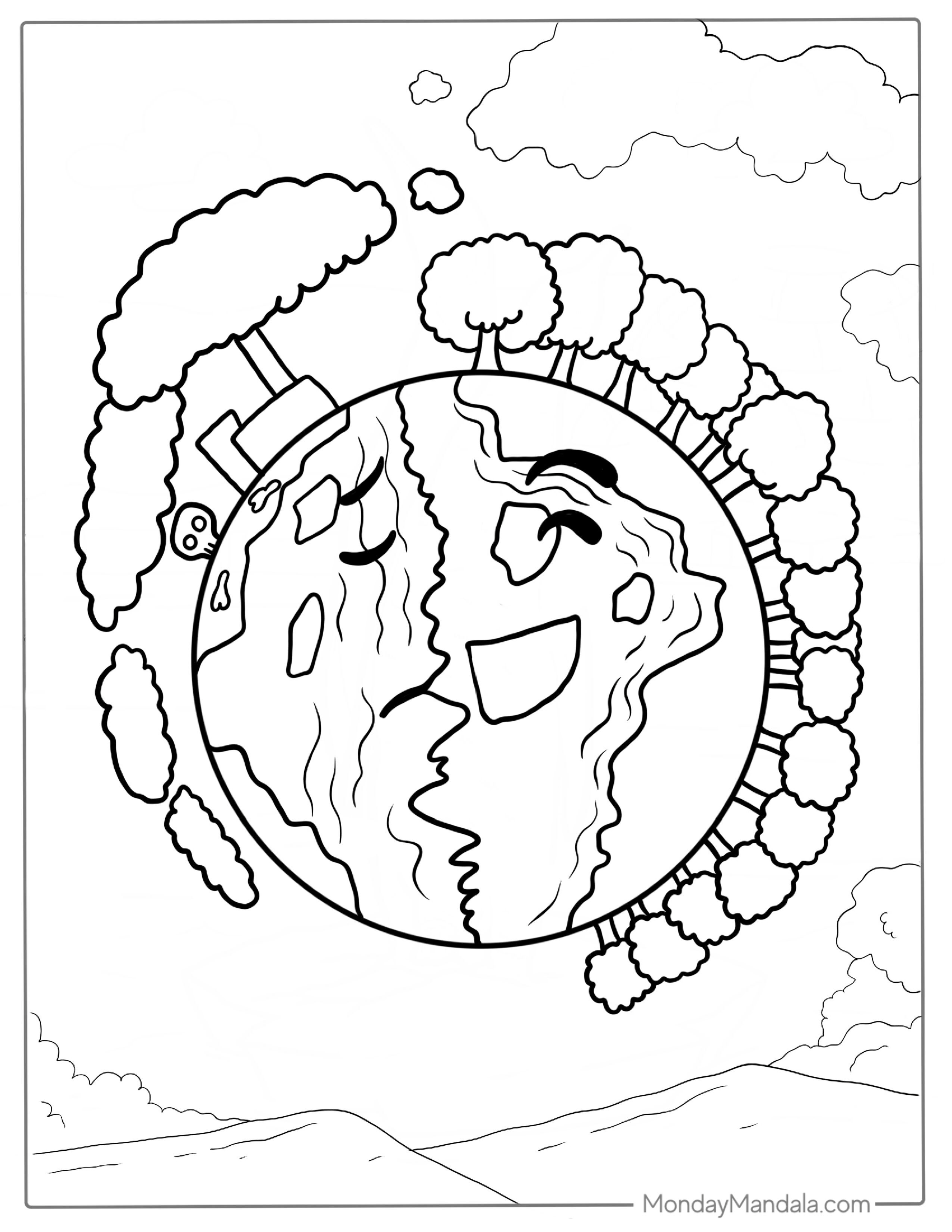 Earth And Climate Change To Color