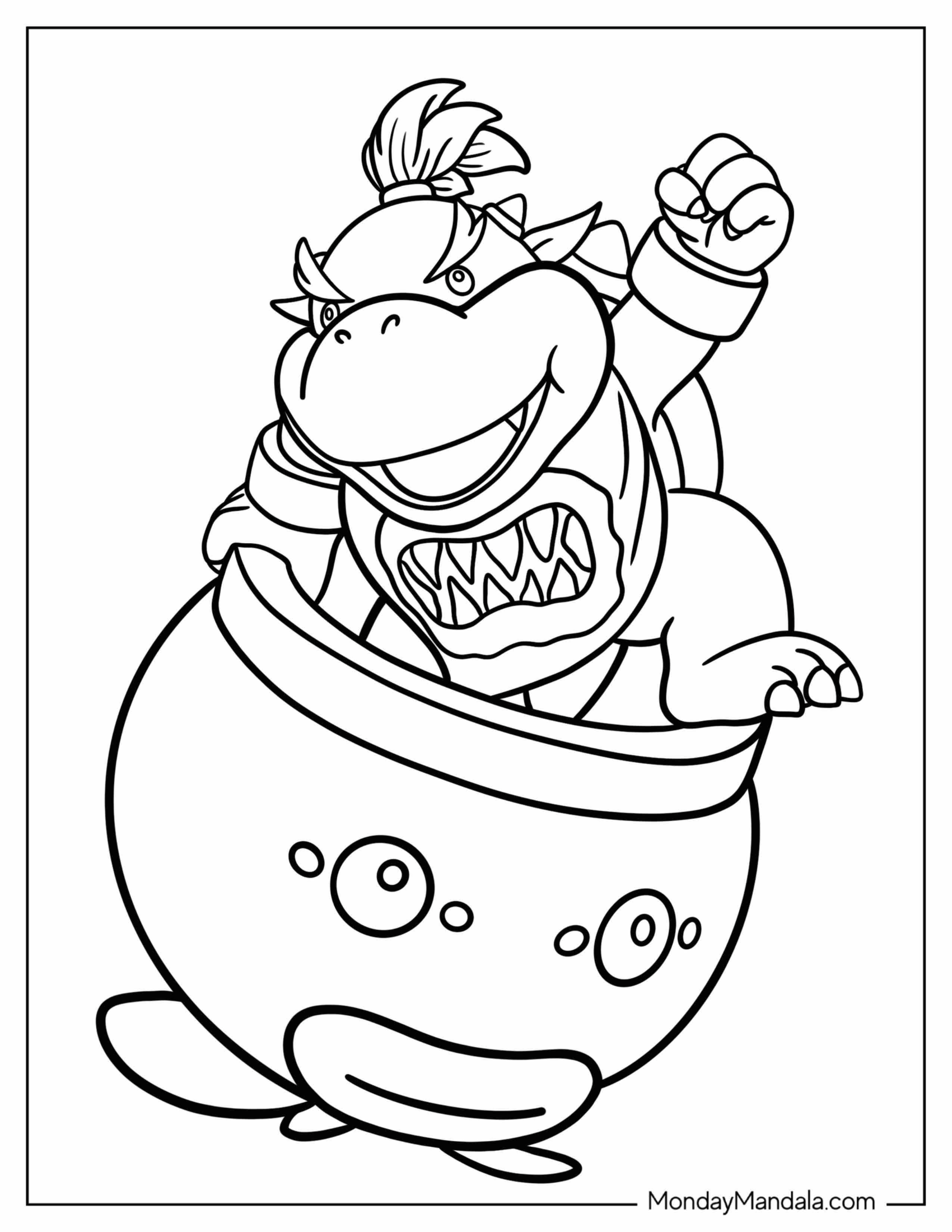 Easy Baby Bowser Coloring Sheet For Kids