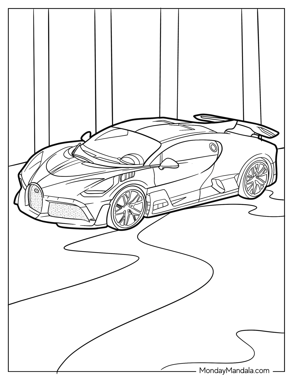 Easy Bugatti Coloring Page Dive For Kids