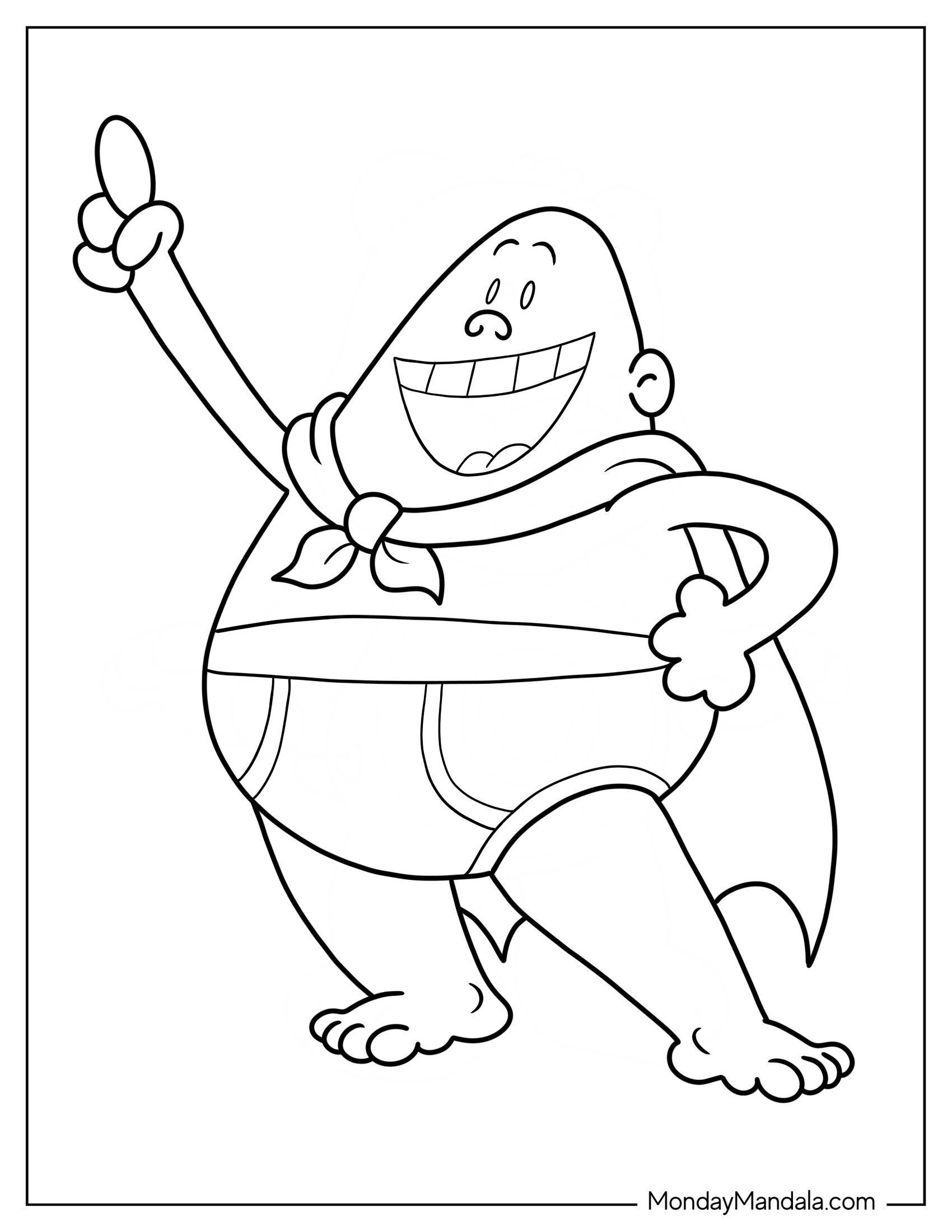 Easy Captain Underpants Coloring Page For Kids