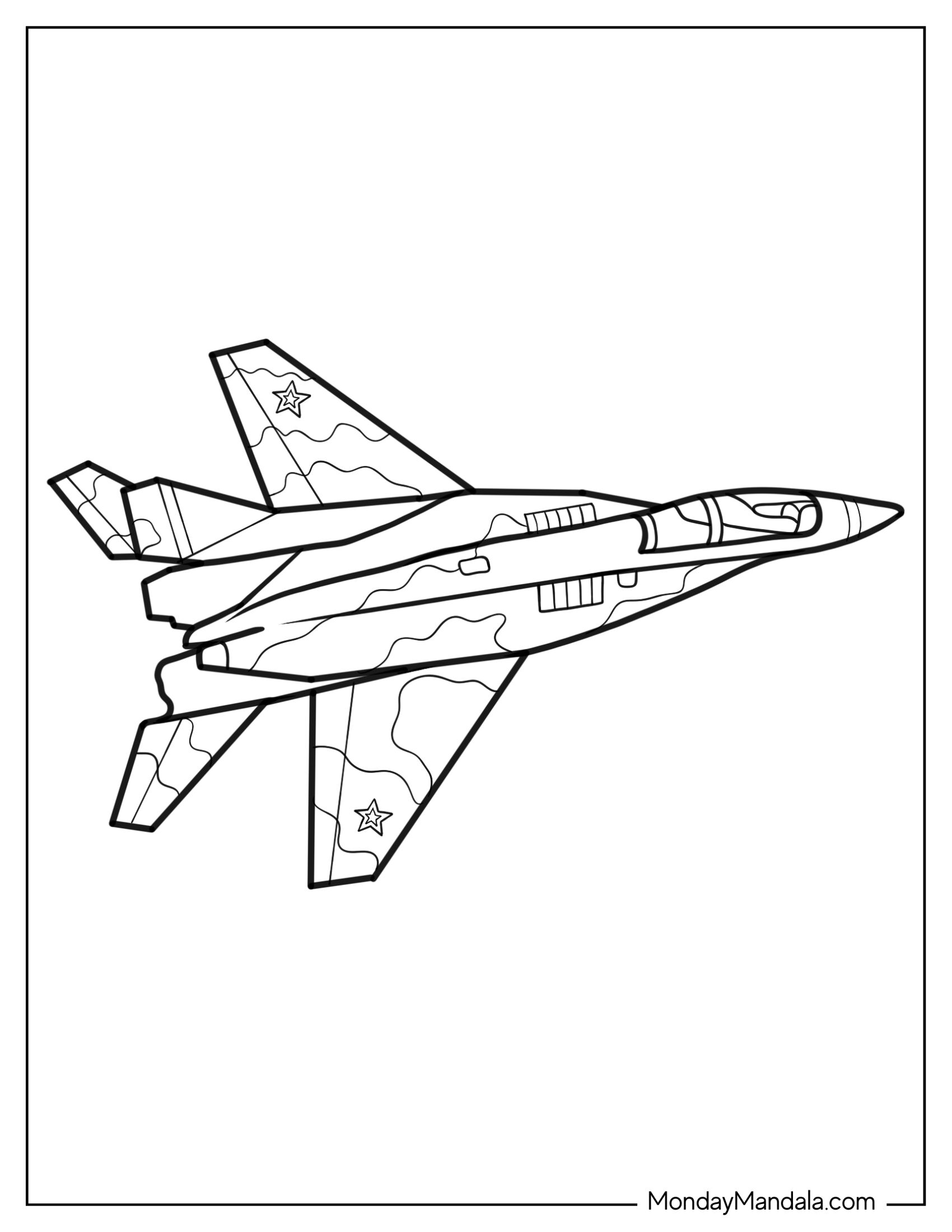 Easy Coloring Sheet of Mikoyan MiG-29