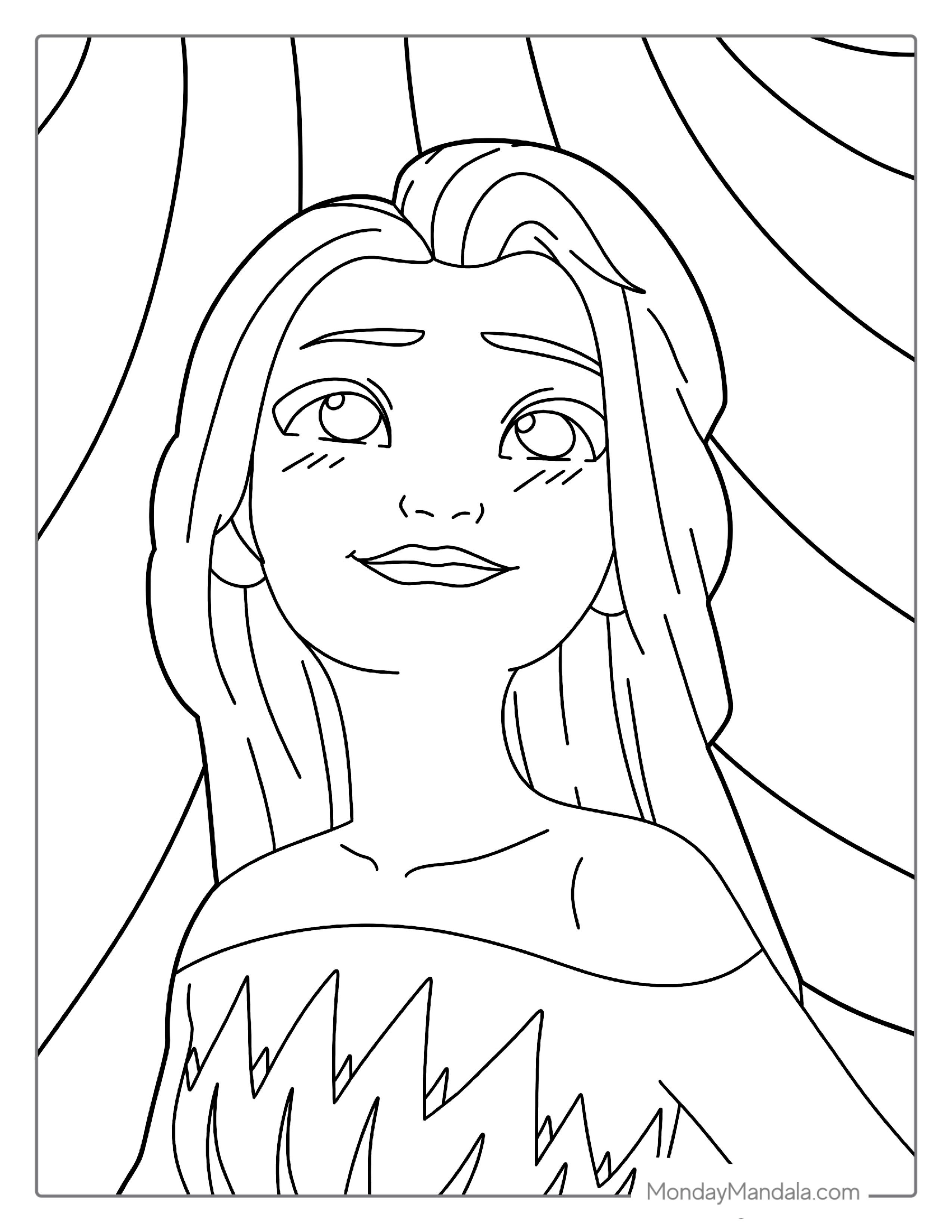 Easy Elsa Coloring Page For Kids