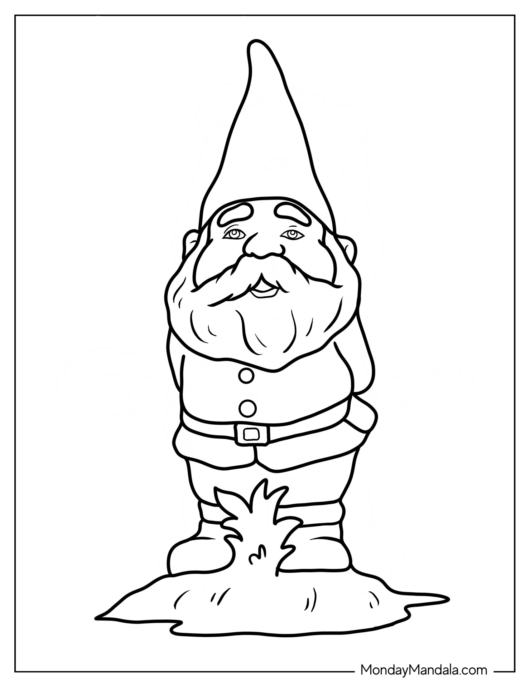 Easy Garden Gnome Coloring Page For Kids