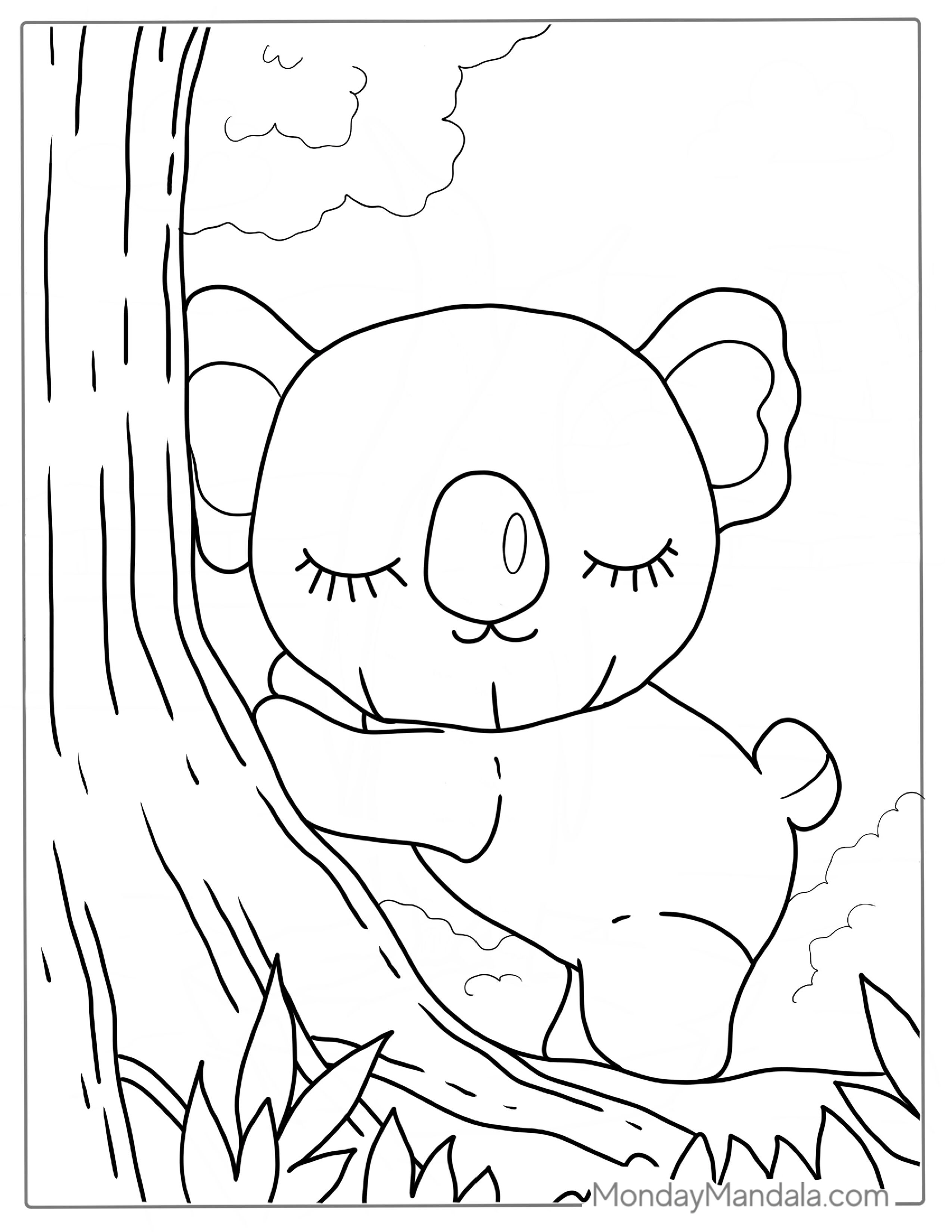 Easy Koala Coloring Page For Kids