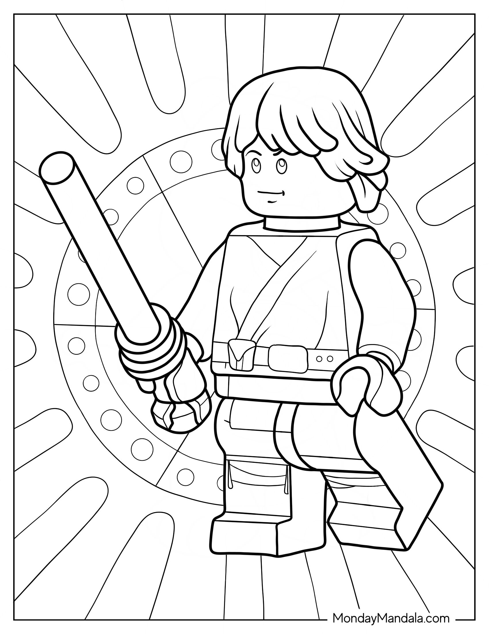 Easy Lego Star Wars Coloring Page Of Luke Skywalker