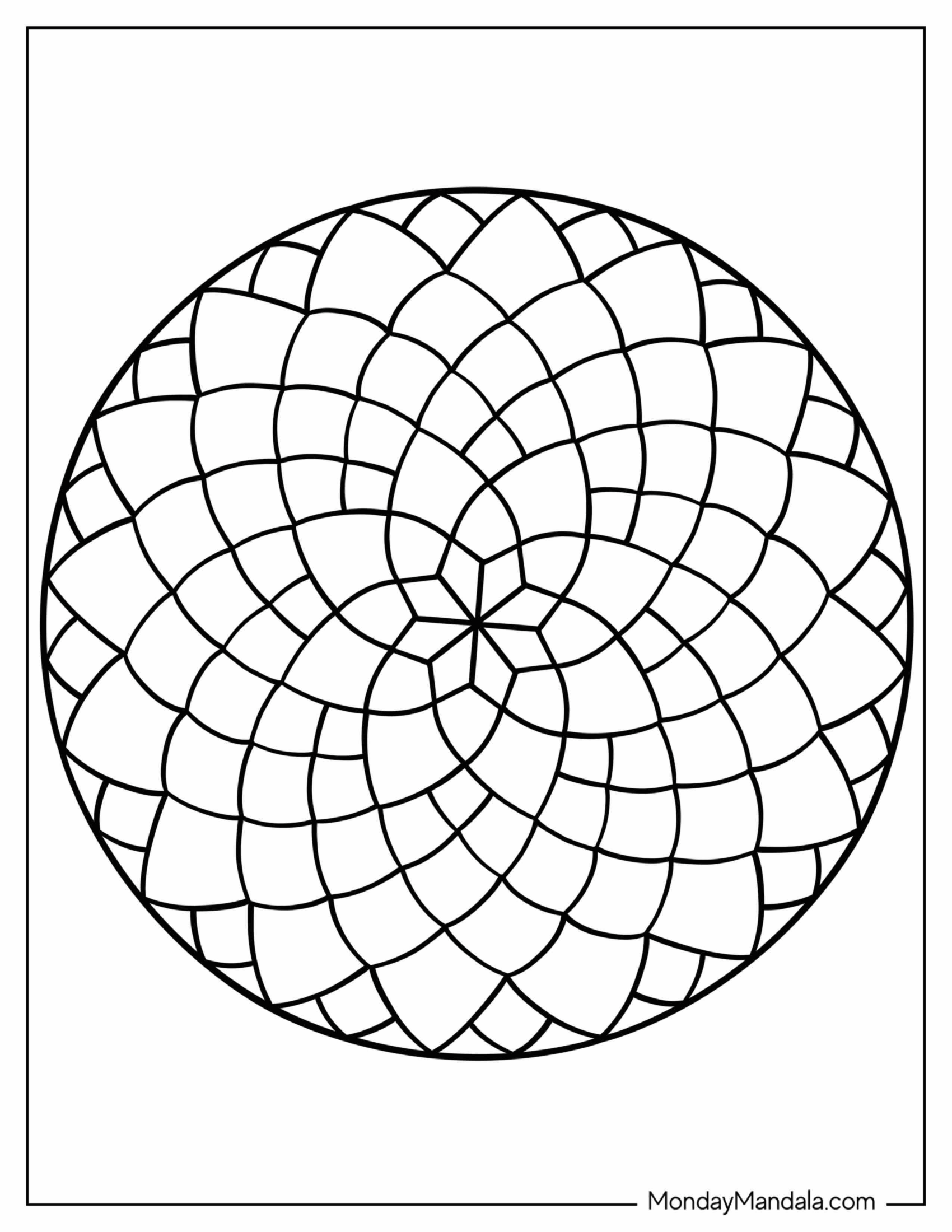 Easy Mandala Mosaic Coloring Page