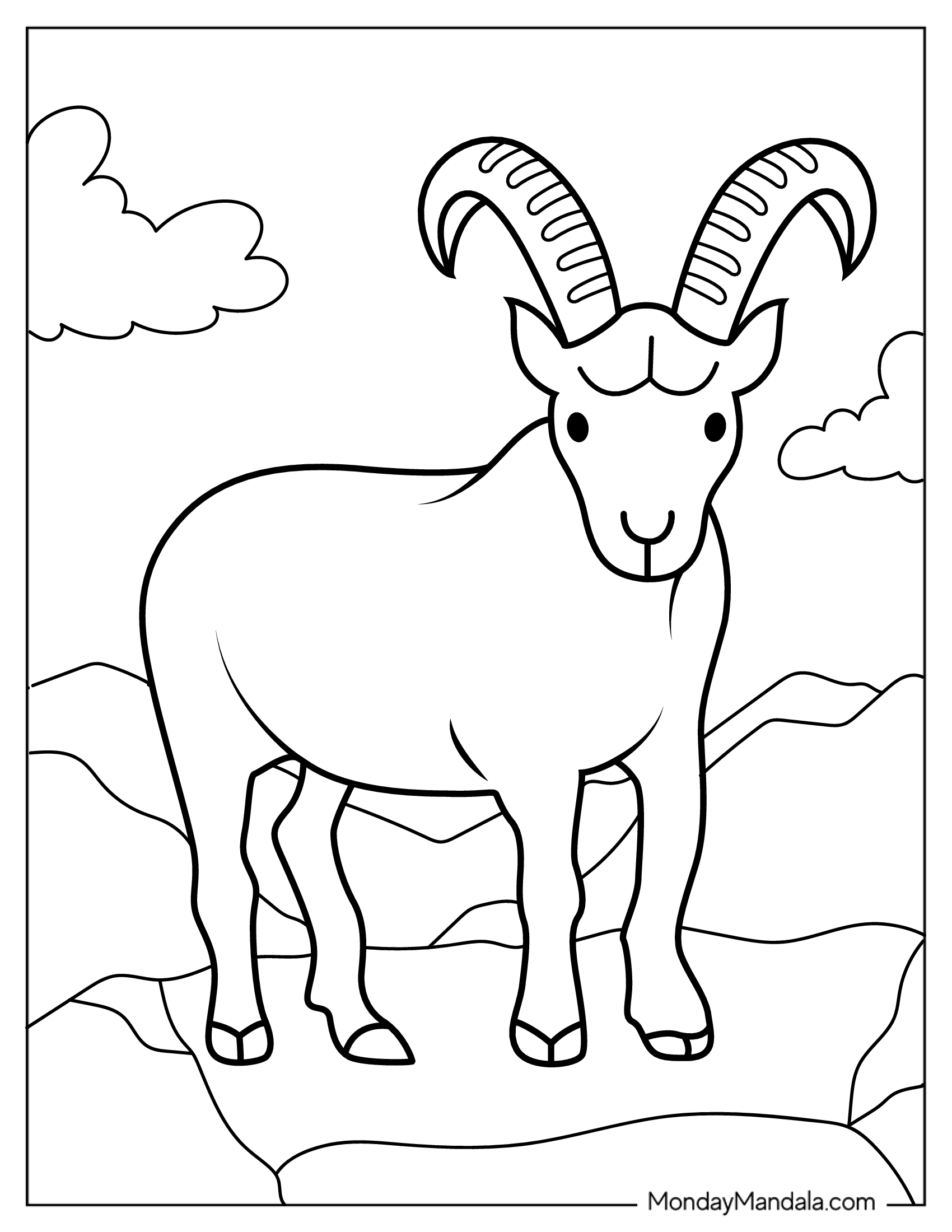 Easy Mountain Goat Coloring Sheet