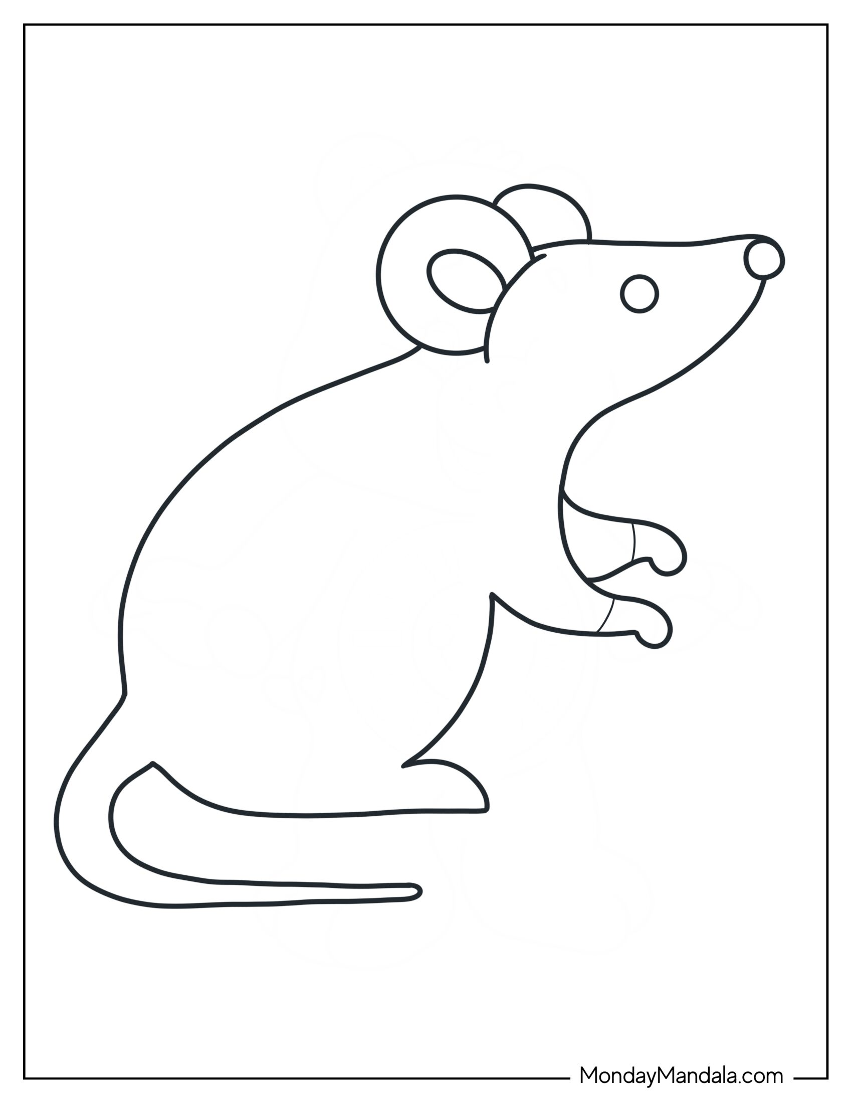 Easy Mouse Coloring Page Outline