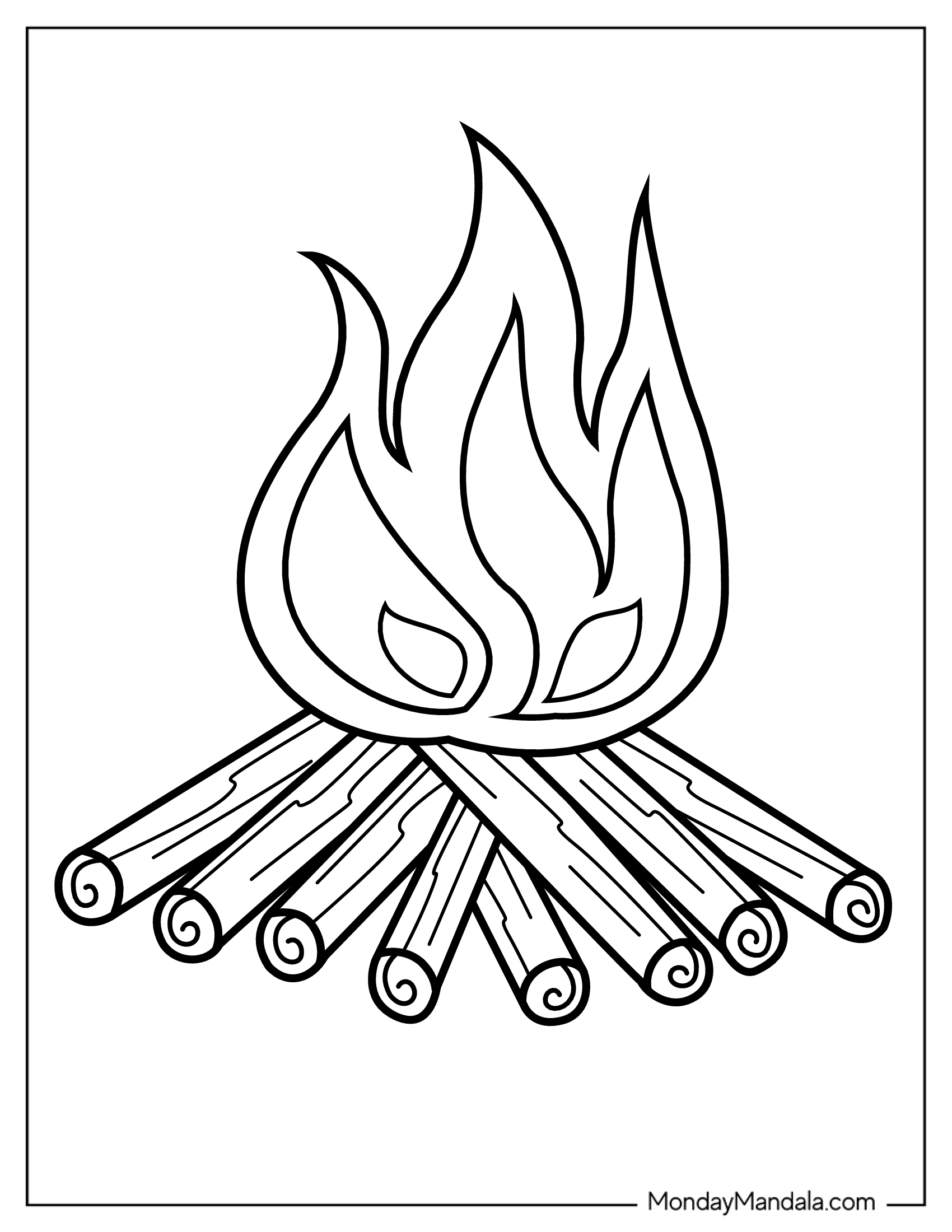 Easy Outline Of Bonfire For Kids