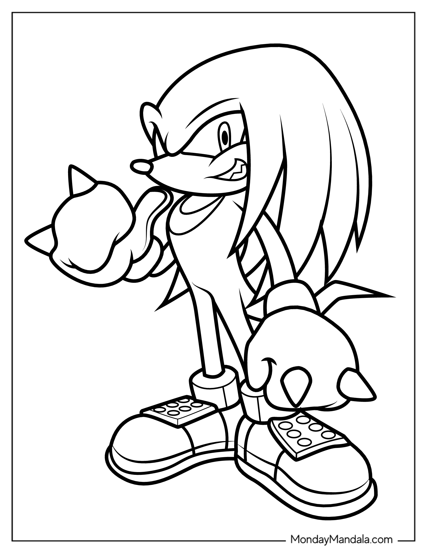 Easy Outline Of Knuckles Coloring Page