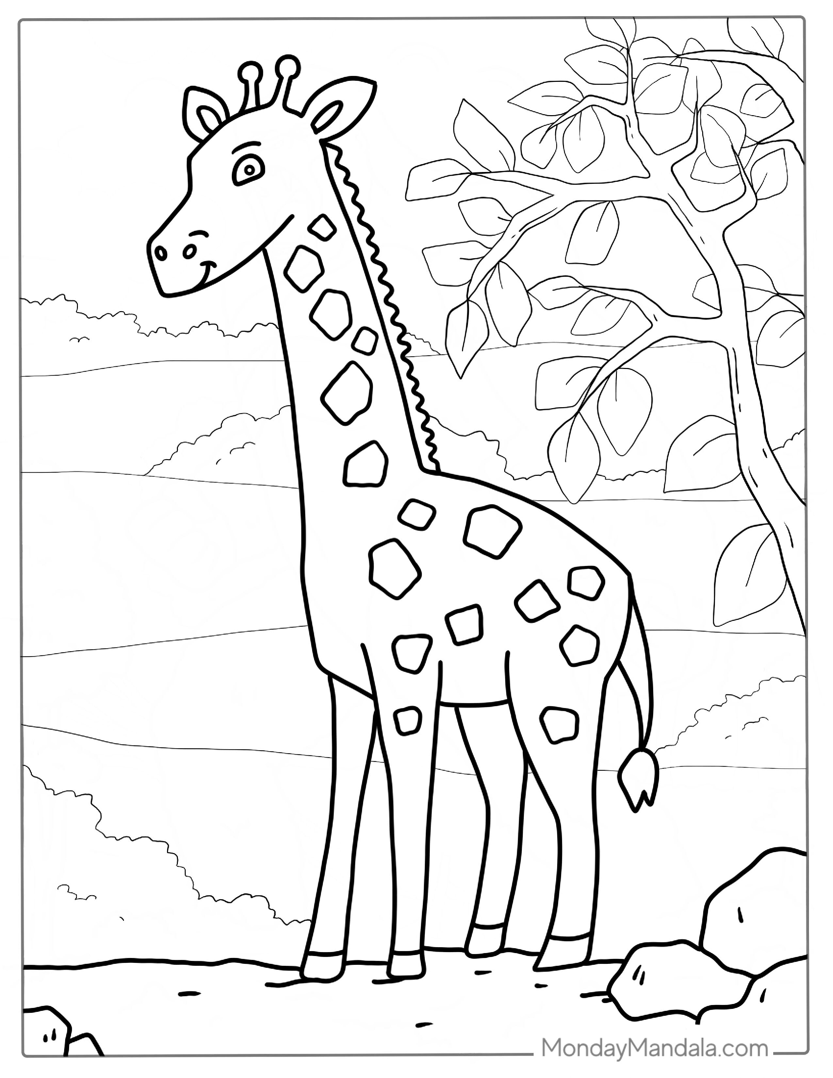 Easy Outline Of a Giraffe To Color