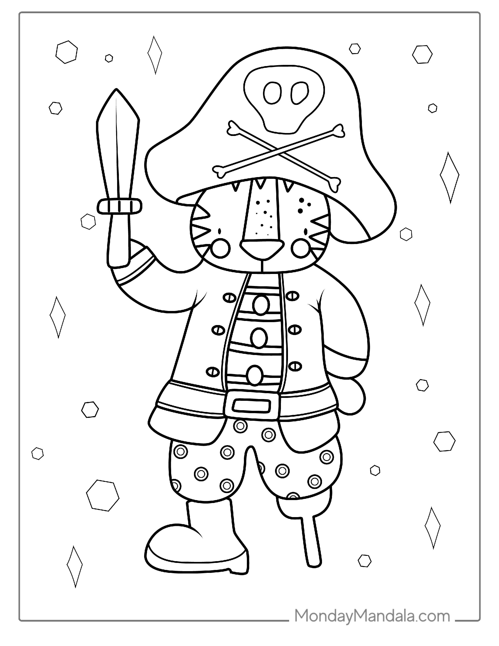 Easy Outline Of a Pirate To Color For Kids