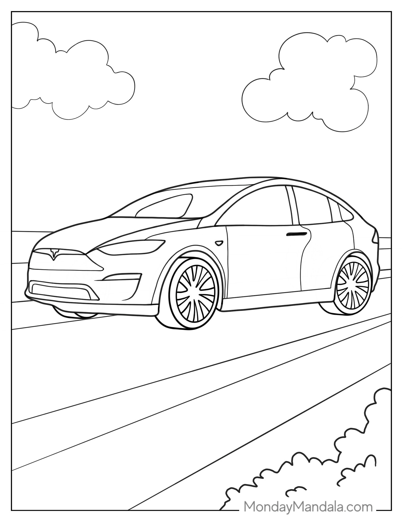 Easy Outline Of a Tesla To Color For Kids