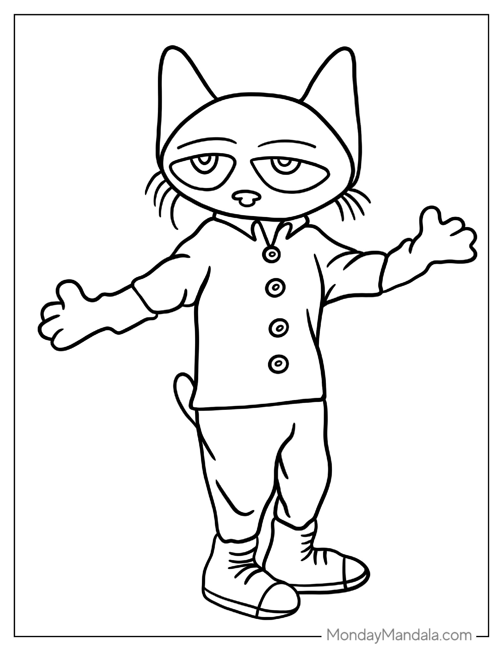 Easy Pete The Cat Coloring Picture