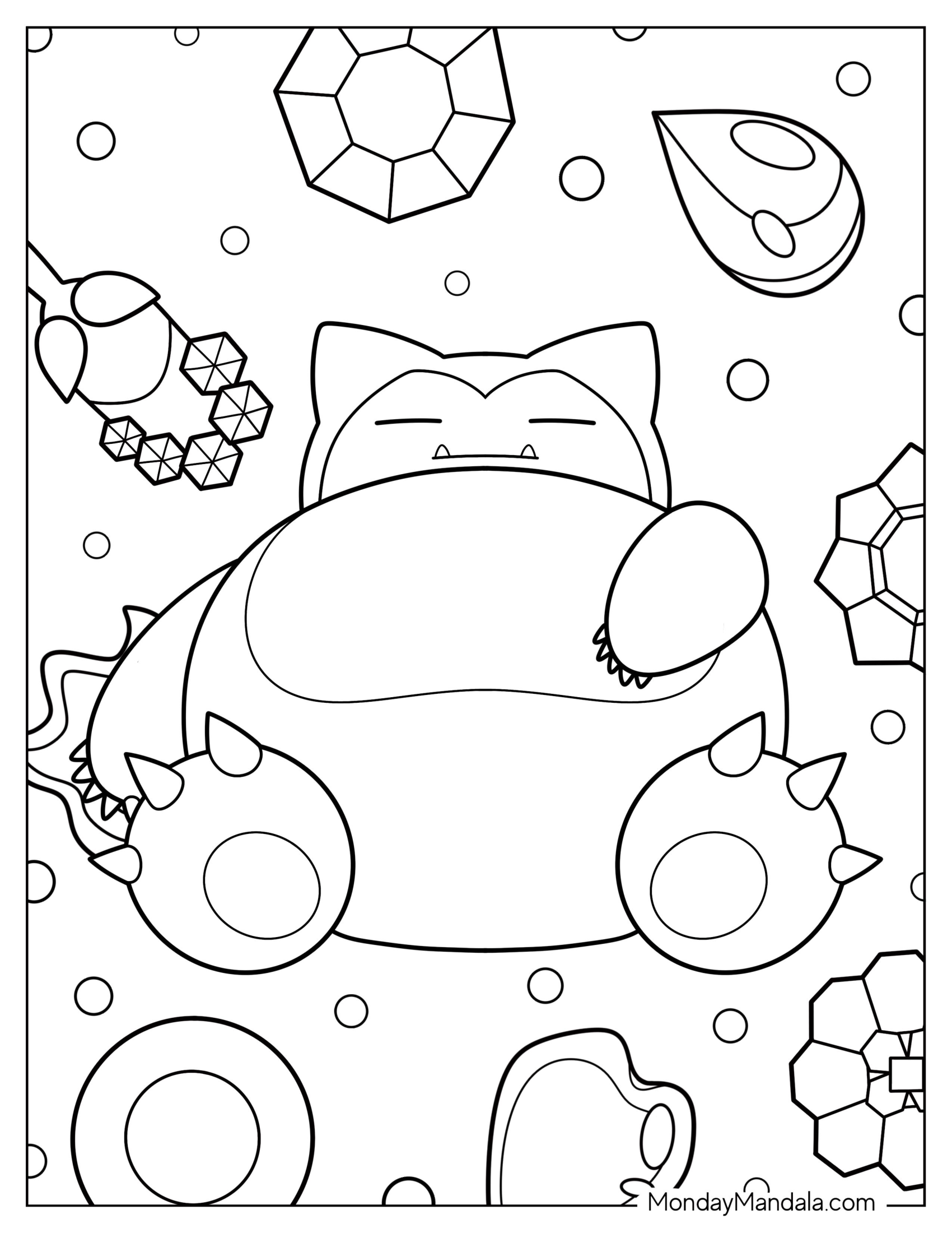 Easy Sleeping Snorlax Coloring Page