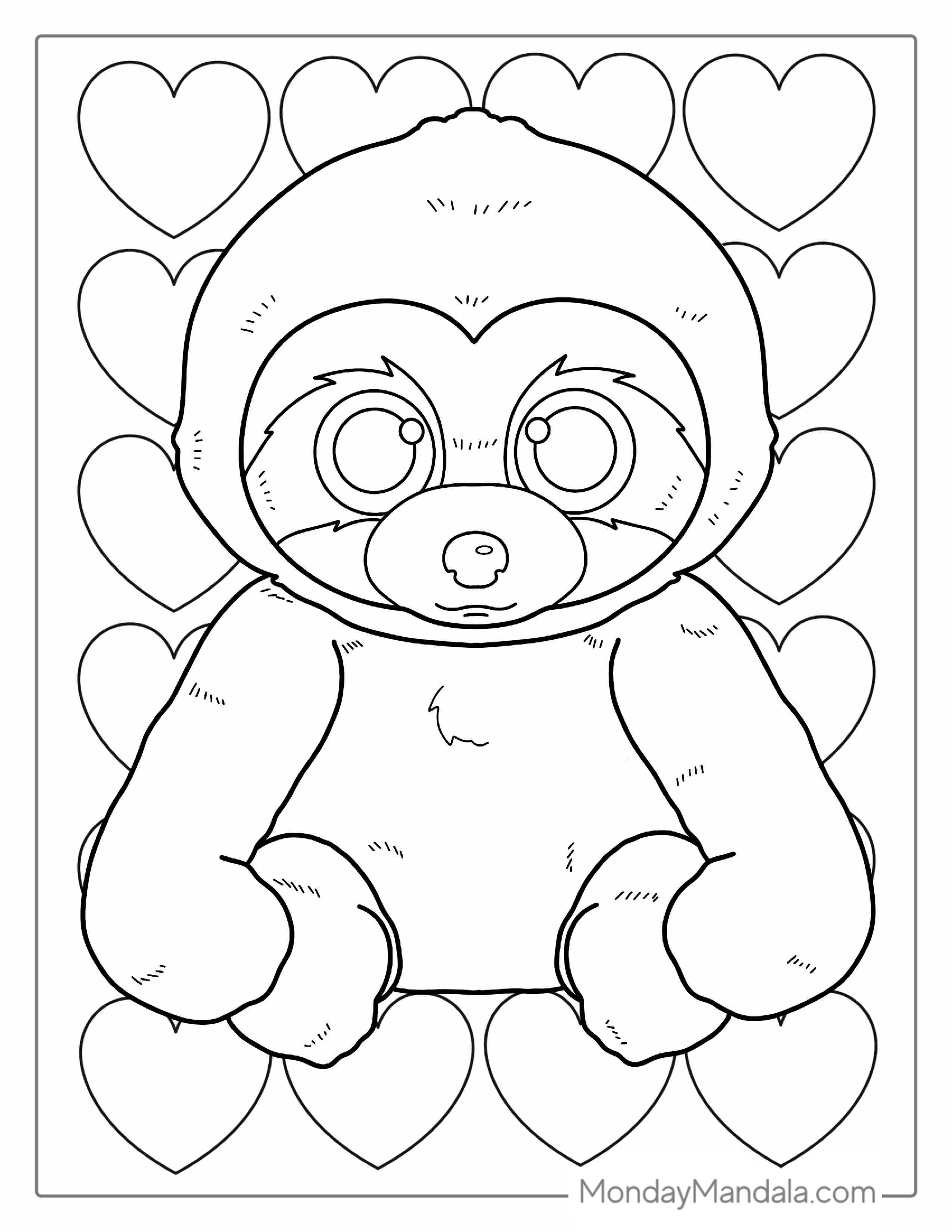 Easy Sloth Coloring Page For Kids