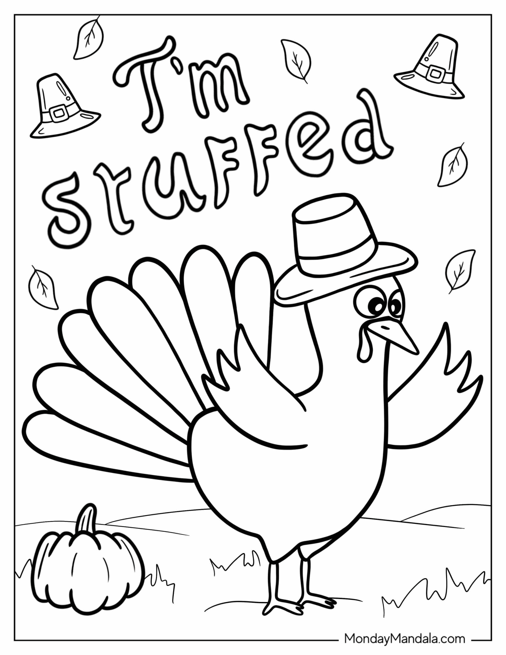 Easy Thanksgiving Turkey Outline Coloring In For Kids