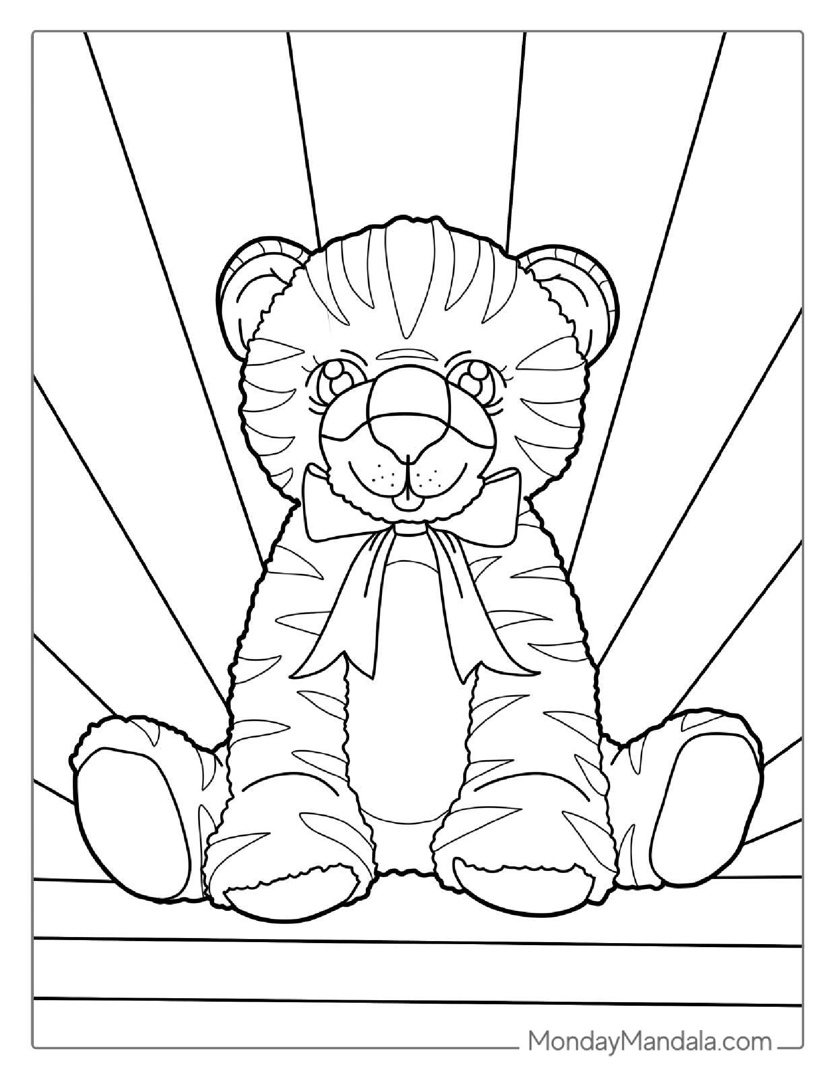 Easy Tiger Outline To Color For Kids