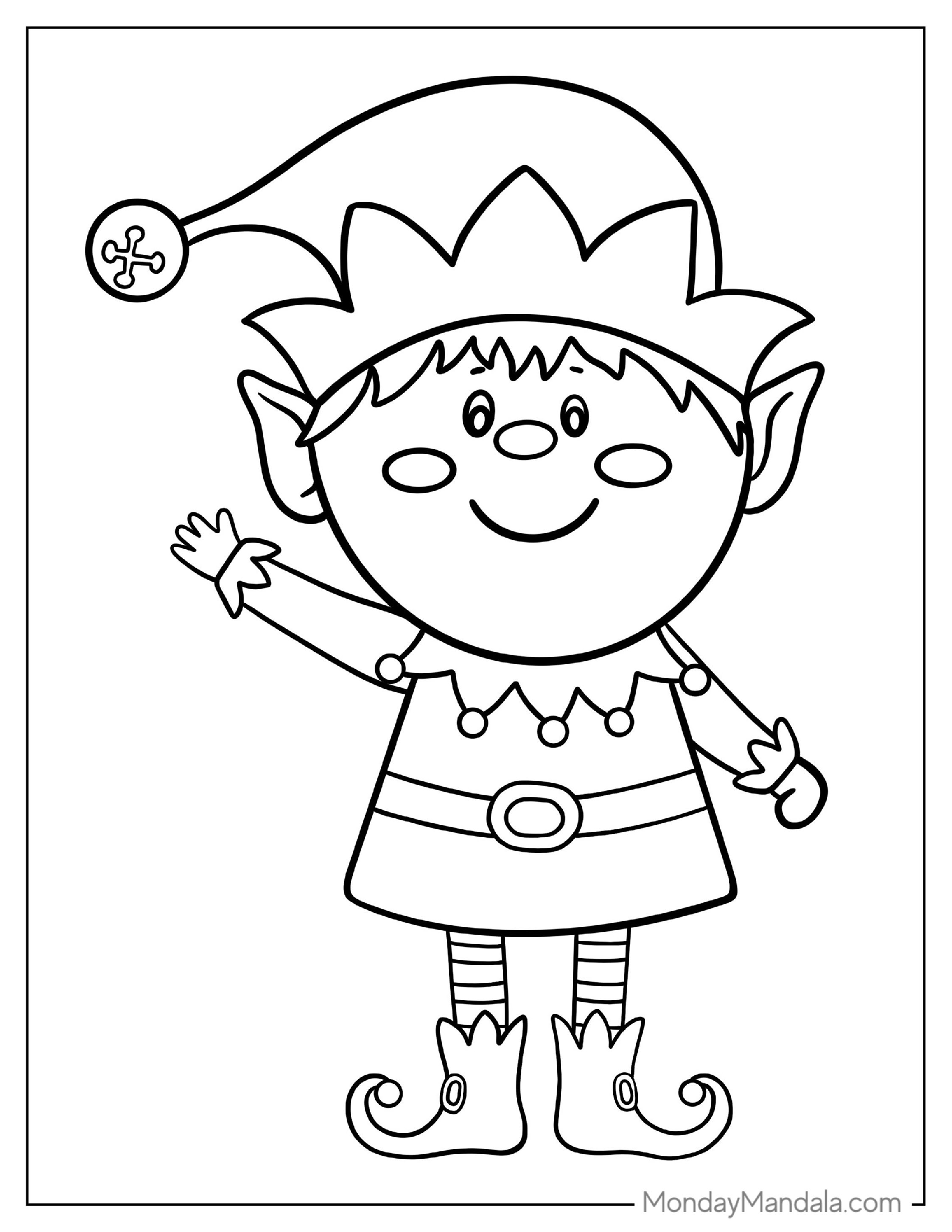 Easy To Color Elf For Toddlers